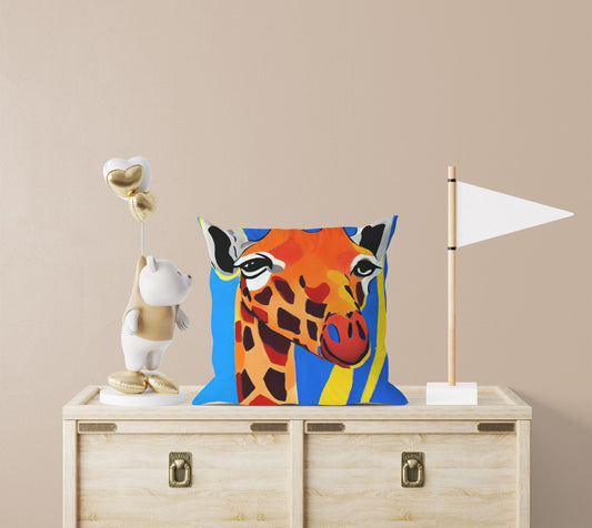 Modern Art African Wildlife Giraffe Decorative Pillow, Bee Pillow Cover, Designer Pillow, Colorful Pillow Case, Watercolor Pillow Cases