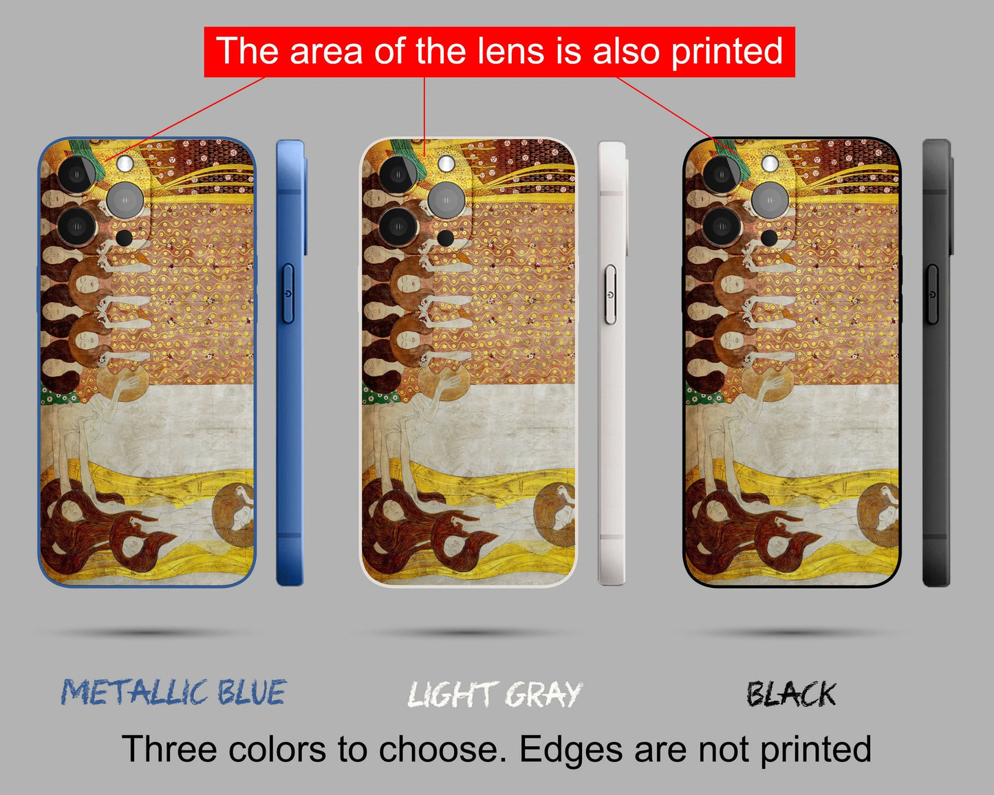 Gustav Klimt Famous Art Beethoven Frieze-Paradise Choir And The Embracement Iphone 14 Case, Designer Iphone 8 Plus Case, Silicone Case