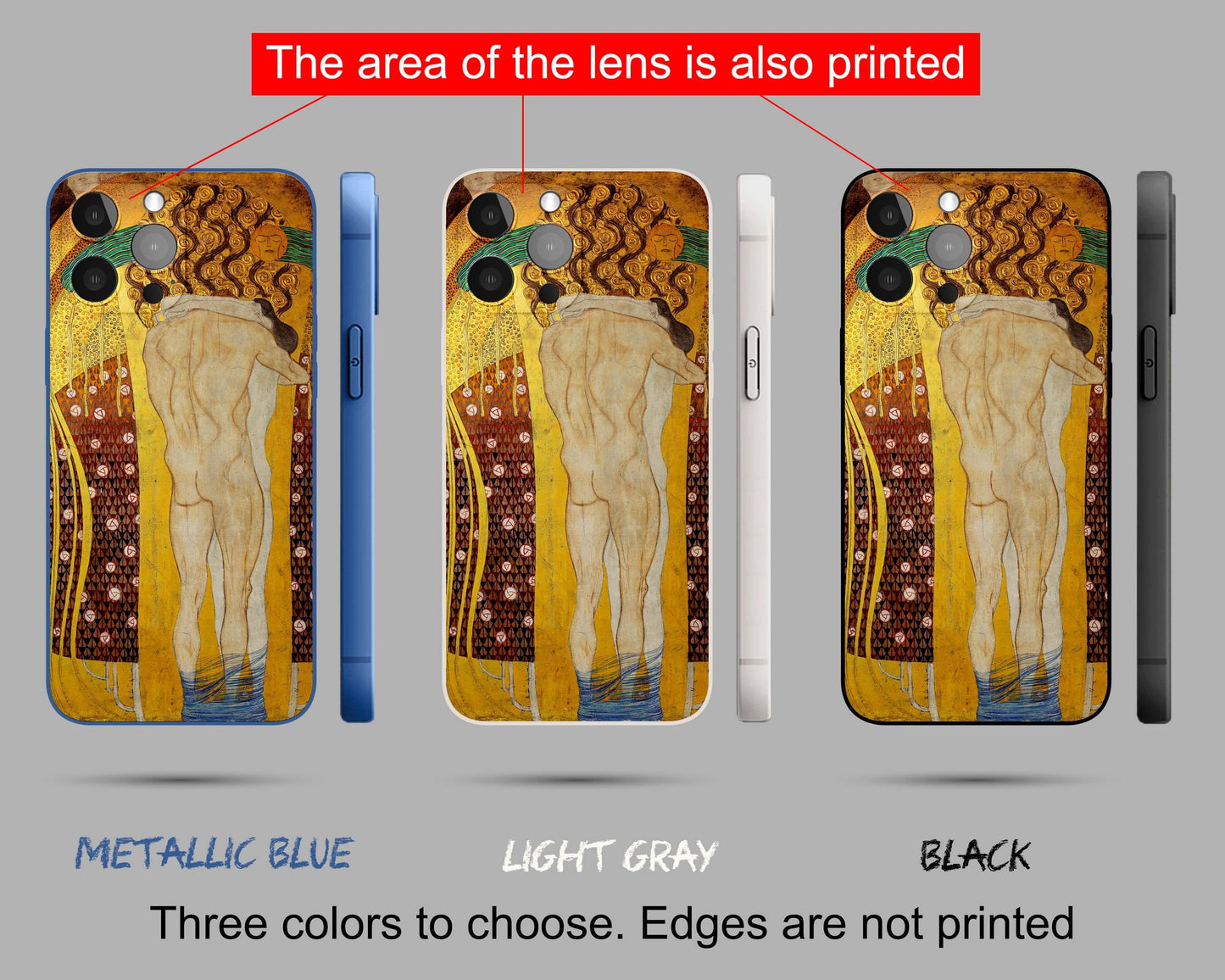 Iphone Case Of Gustav Klimt Painting Beethoven Frieze-Paradise Choir, Iphone 12 Mini, Aesthetic Iphone, Birthday Gift, Iphone Case Matte