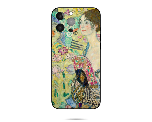 Iphone Case Of Gustav Klimt Painting Lady With Fan, Iphone 13, Iphone Se Case, Art Nouveau, Vivid Colors, Designer Iphone 8 Plus Case