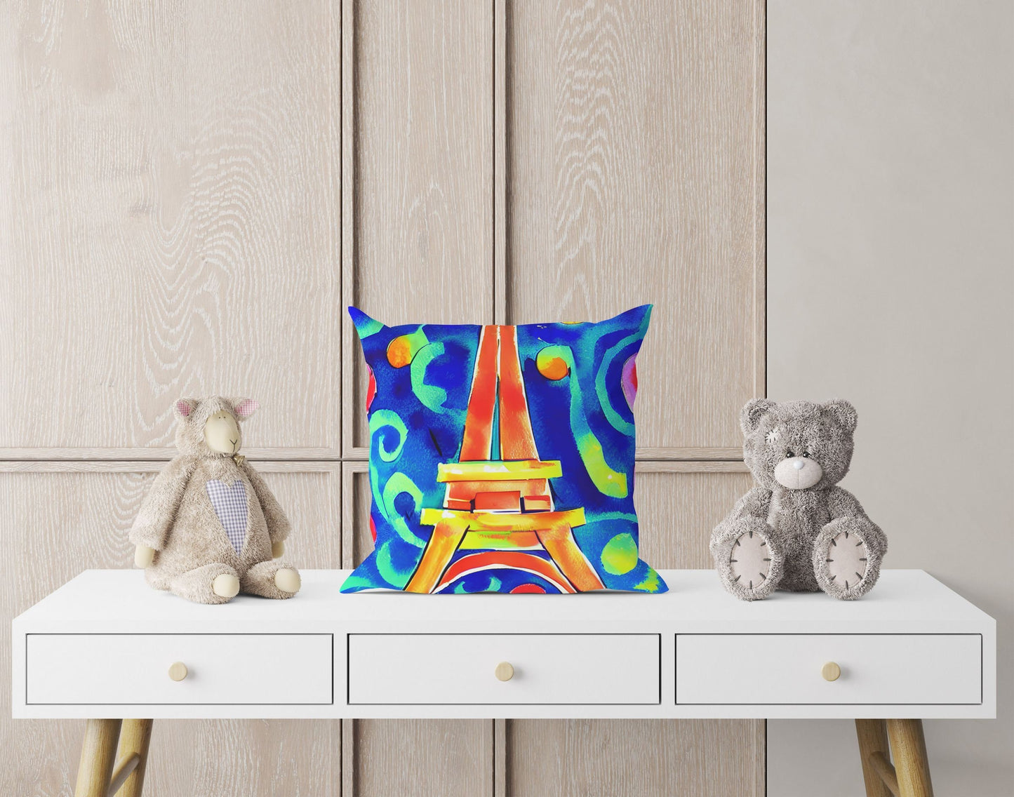 Eiffel Tower Paris Abstract Throw Pillow, Artist Pillow, Colorful Pillow Case, Contemporary Pillow, Home Decor Pillow, Holiday Gift
