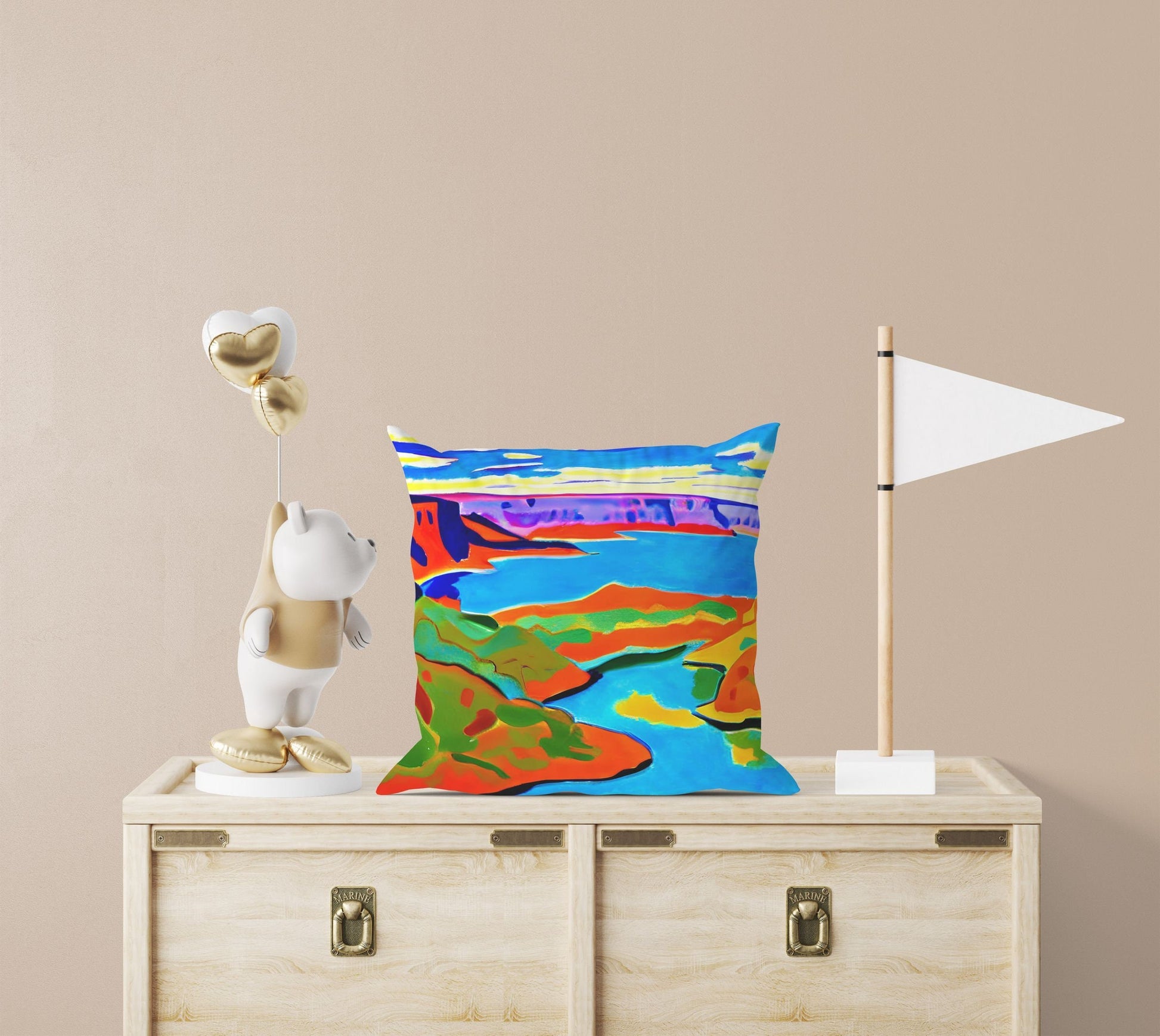 Landscape Art Pillow Case, Abstract Throw Pillow Cover, Colorful Pillow Case, Fashion, Square Pillow, Farmhouse Pillow, Holiday Gift