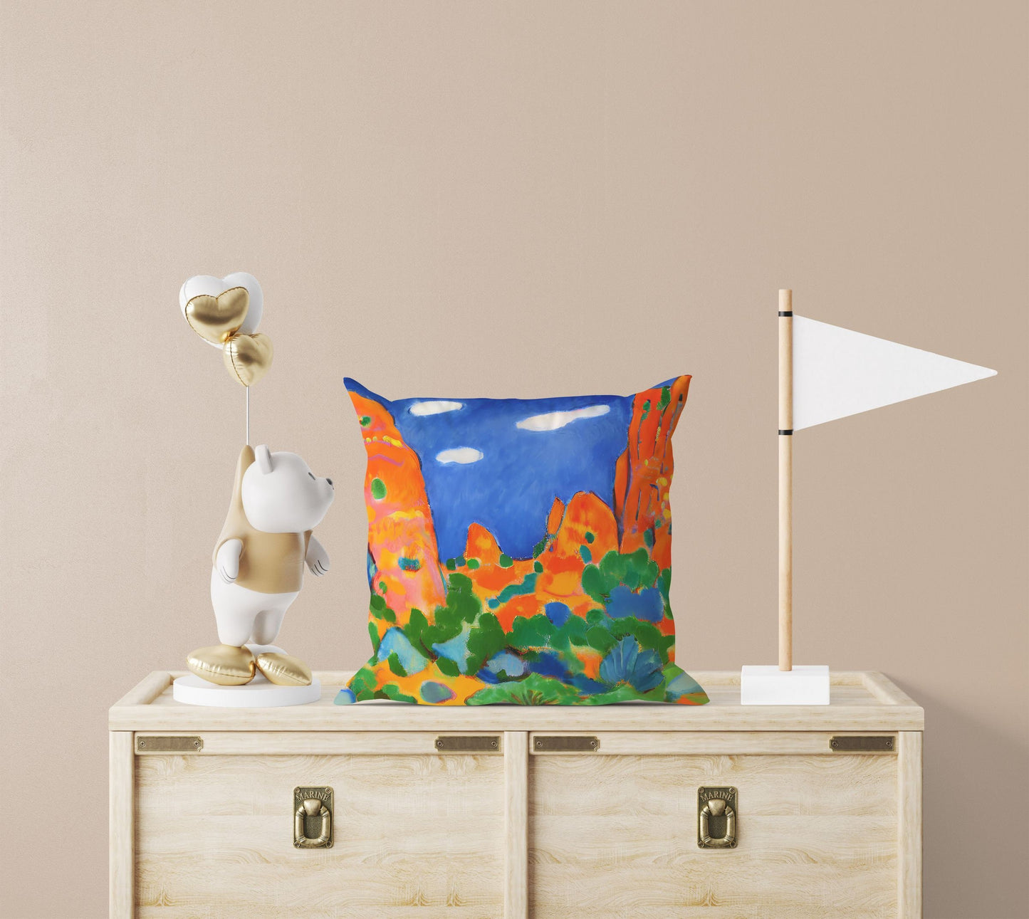 Landscape Art, Pillow Case, Abstract Pillow, Art Pillow, Colorful Pillow Case, Fashion, Square Pillow, Housewarming Gift, Farmhouse Decor