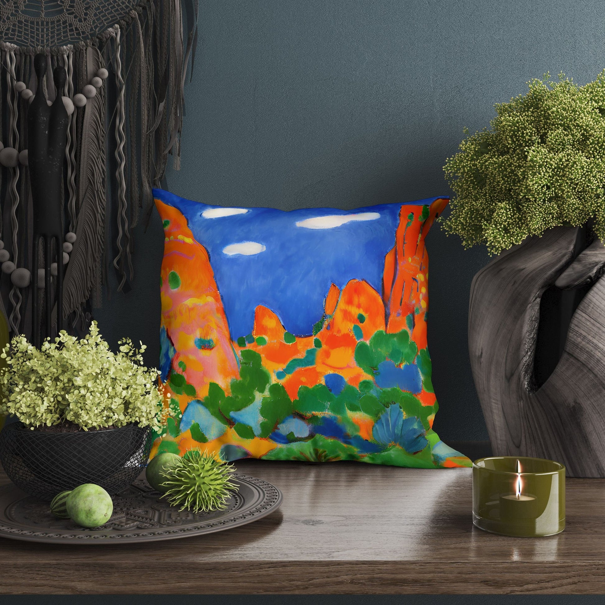 Landscape Art, Pillow Case, Abstract Pillow, Art Pillow, Colorful Pillow Case, Fashion, Square Pillow, Housewarming Gift, Farmhouse Decor