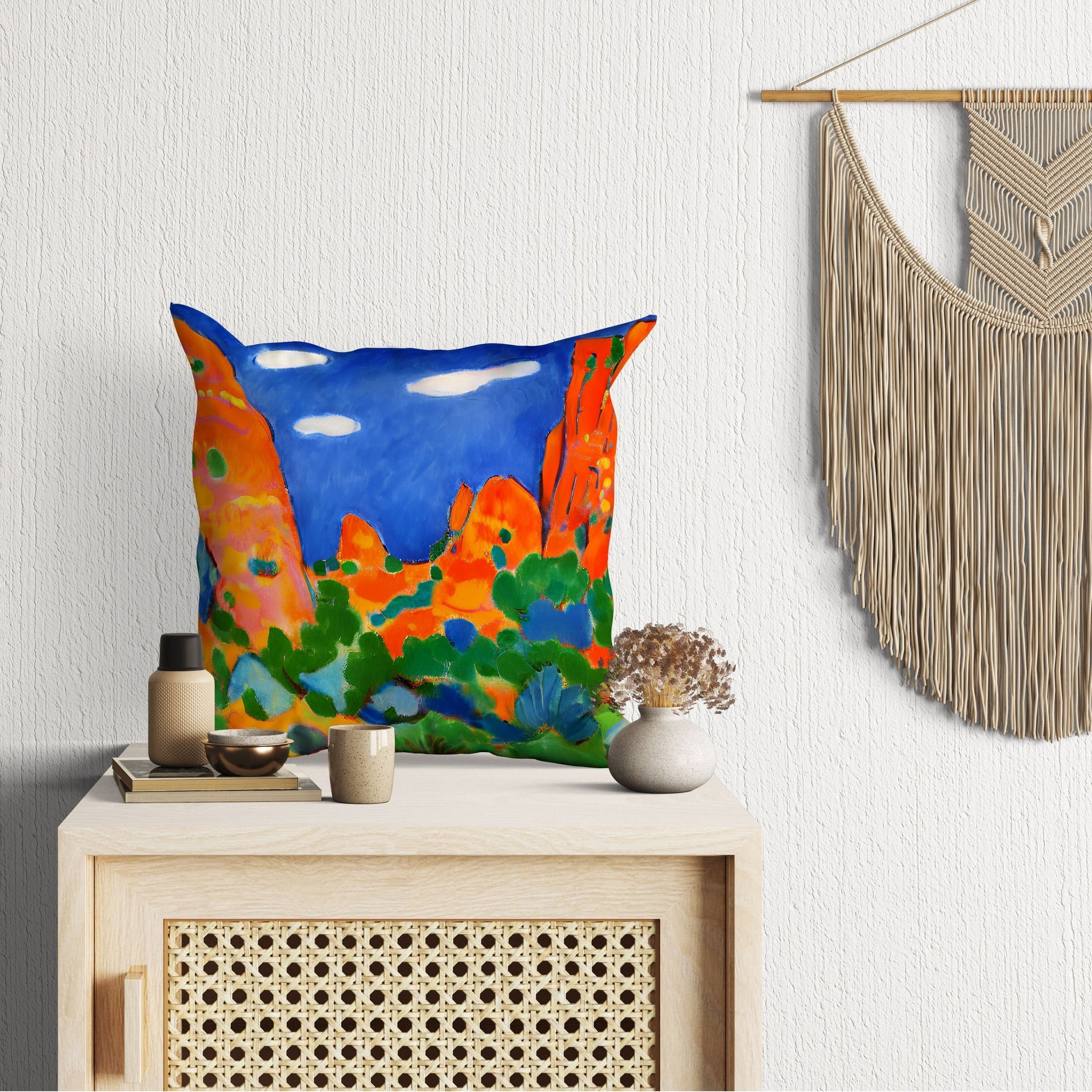 Landscape Art, Pillow Case, Abstract Pillow, Art Pillow, Colorful Pillow Case, Fashion, Square Pillow, Housewarming Gift, Farmhouse Decor