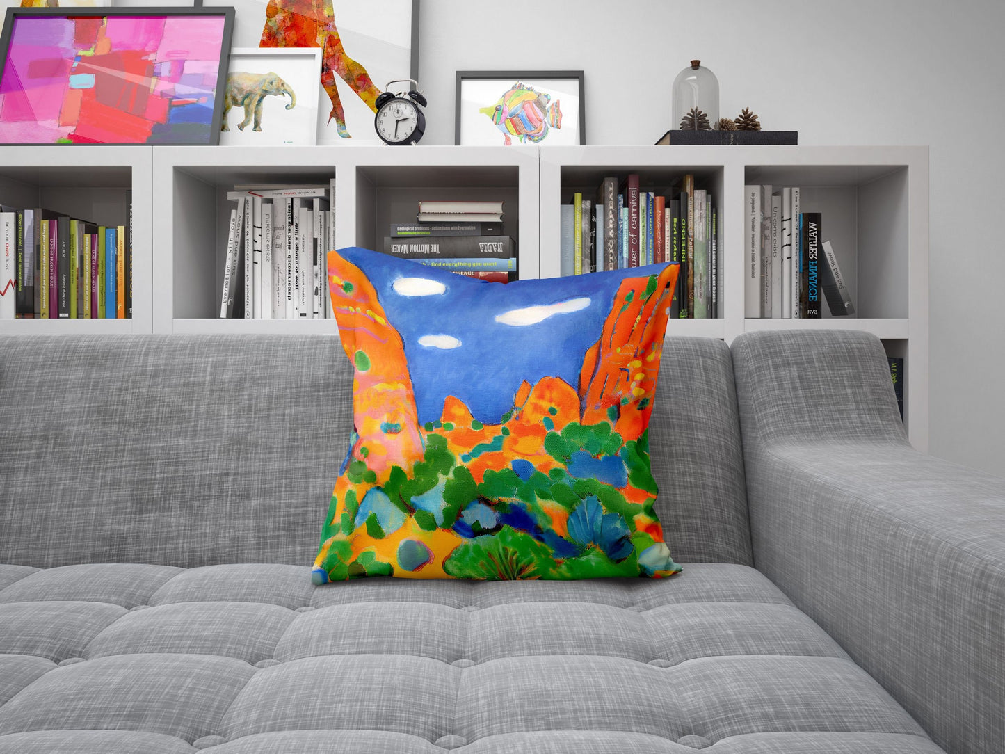 Landscape Art, Pillow Case, Abstract Pillow, Art Pillow, Colorful Pillow Case, Fashion, Square Pillow, Housewarming Gift, Farmhouse Decor