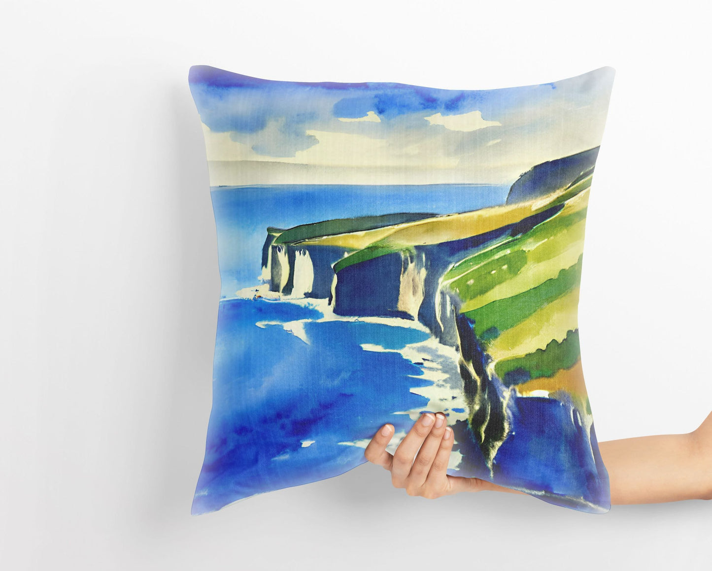 Cliff By The Sea, Throw Pillow Cover, Abstract Throw Pillow Cover, Art Pillow, Contemporary Pillow, Square Pillow, Home Decor Pillow