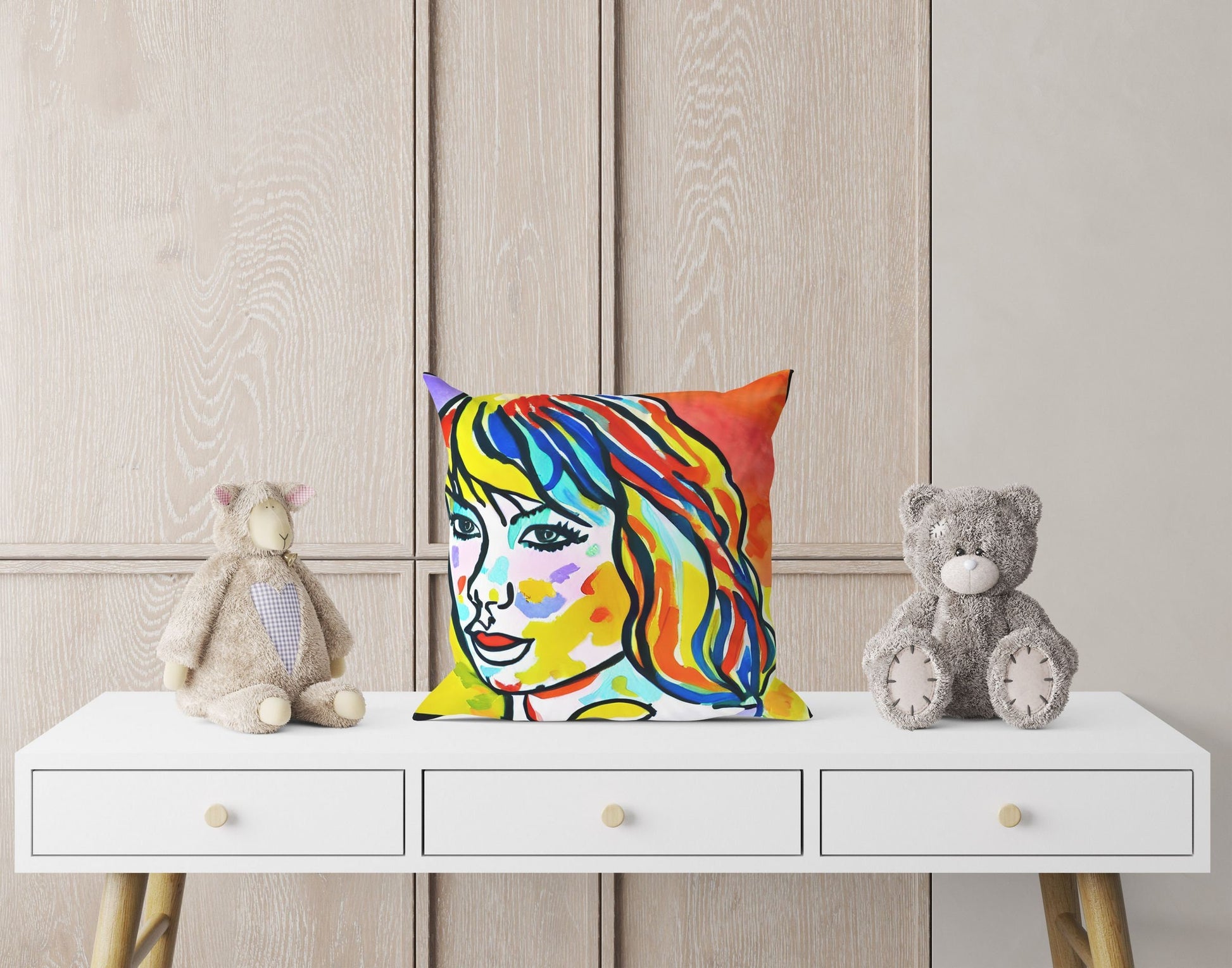 Taylor Swift Throw Pillow Cover, Abstract Throw Pillow Cover, Art Pillow, Colorful Pillow Case, Contemporary Pillow, Square Pillow