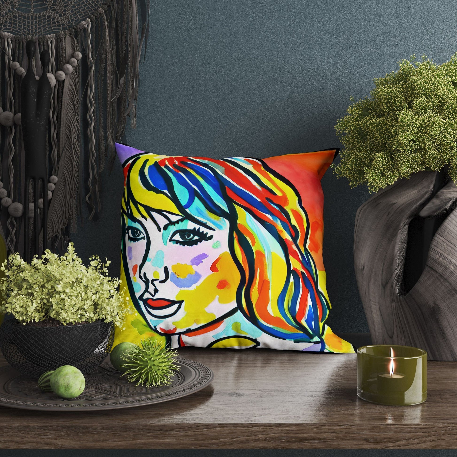 Taylor Swift Throw Pillow Cover, Abstract Throw Pillow Cover, Art Pillow, Colorful Pillow Case, Contemporary Pillow, Square Pillow