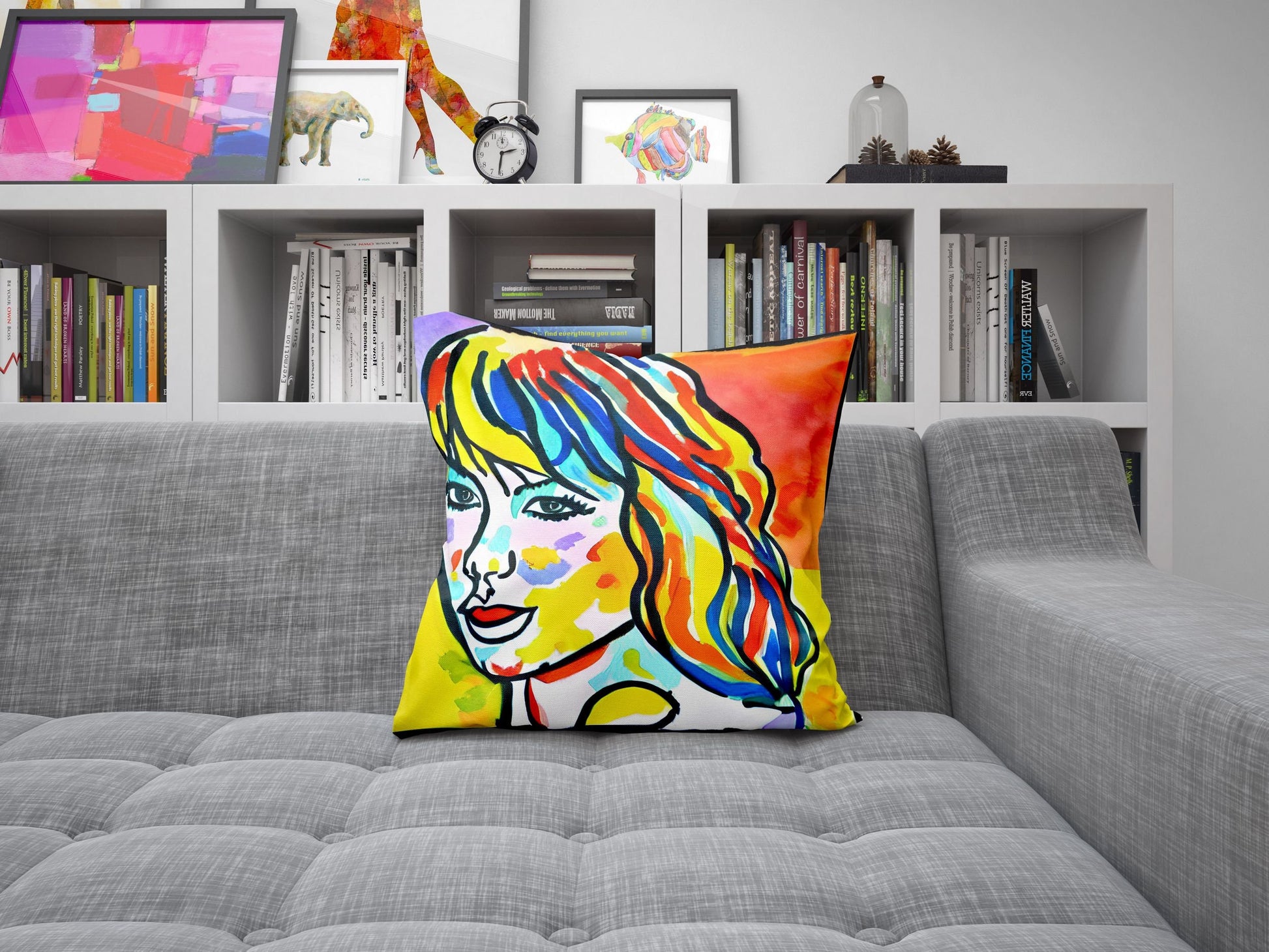 Taylor Swift Throw Pillow Cover, Abstract Throw Pillow Cover, Art Pillow, Colorful Pillow Case, Contemporary Pillow, Square Pillow