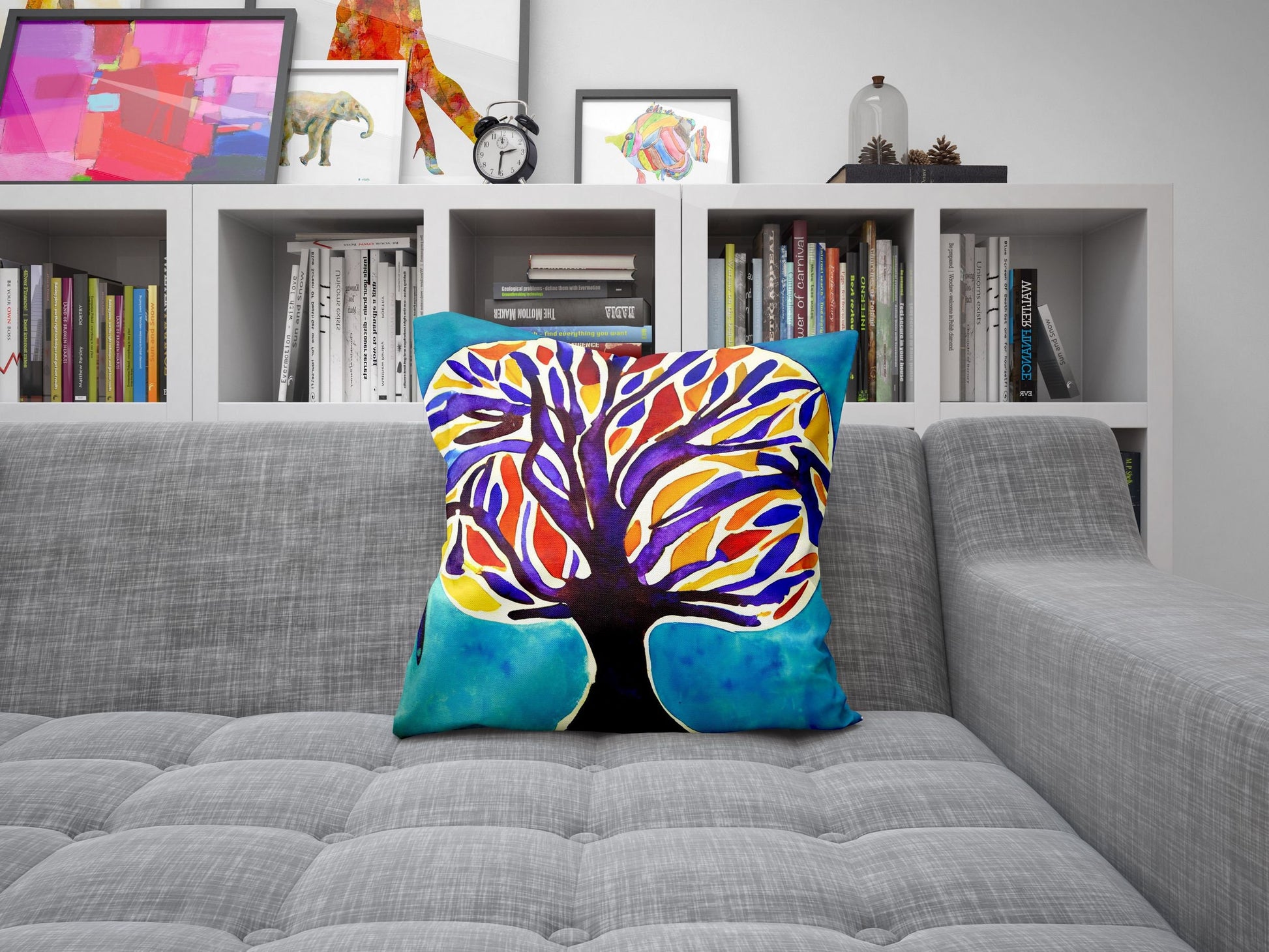 Tree Of Life Throw Pillow Cover, Abstract Pillow, Soft Pillow Cases, Colorful Pillow Case, Housewarming Gift, Indoor Pillow Cases
