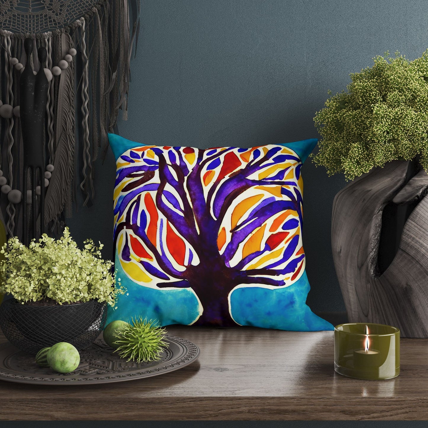 Tree Of Life Throw Pillow Cover, Abstract Pillow, Soft Pillow Cases, Colorful Pillow Case, Housewarming Gift, Indoor Pillow Cases