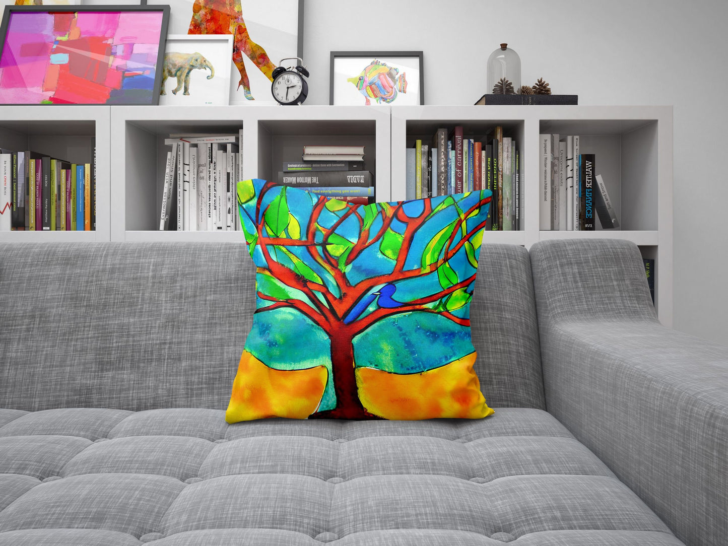 Tree Of Life Toss Pillow, Abstract Throw Pillow Cover, Soft Pillow Cases, Colorful Pillow Case, Contemporary Pillow, Square Pillow