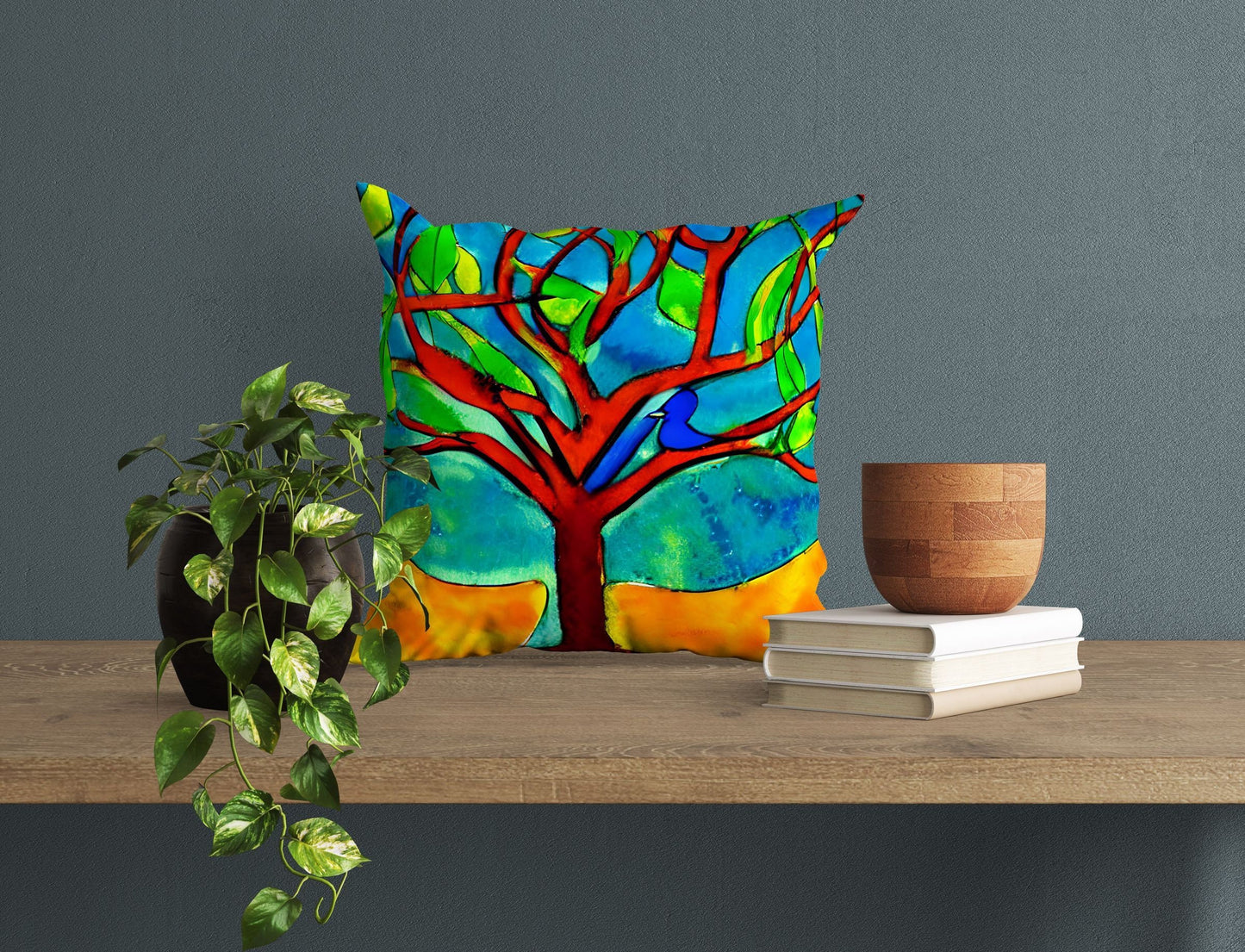 Tree Of Life Toss Pillow, Abstract Throw Pillow Cover, Soft Pillow Cases, Colorful Pillow Case, Contemporary Pillow, Square Pillow