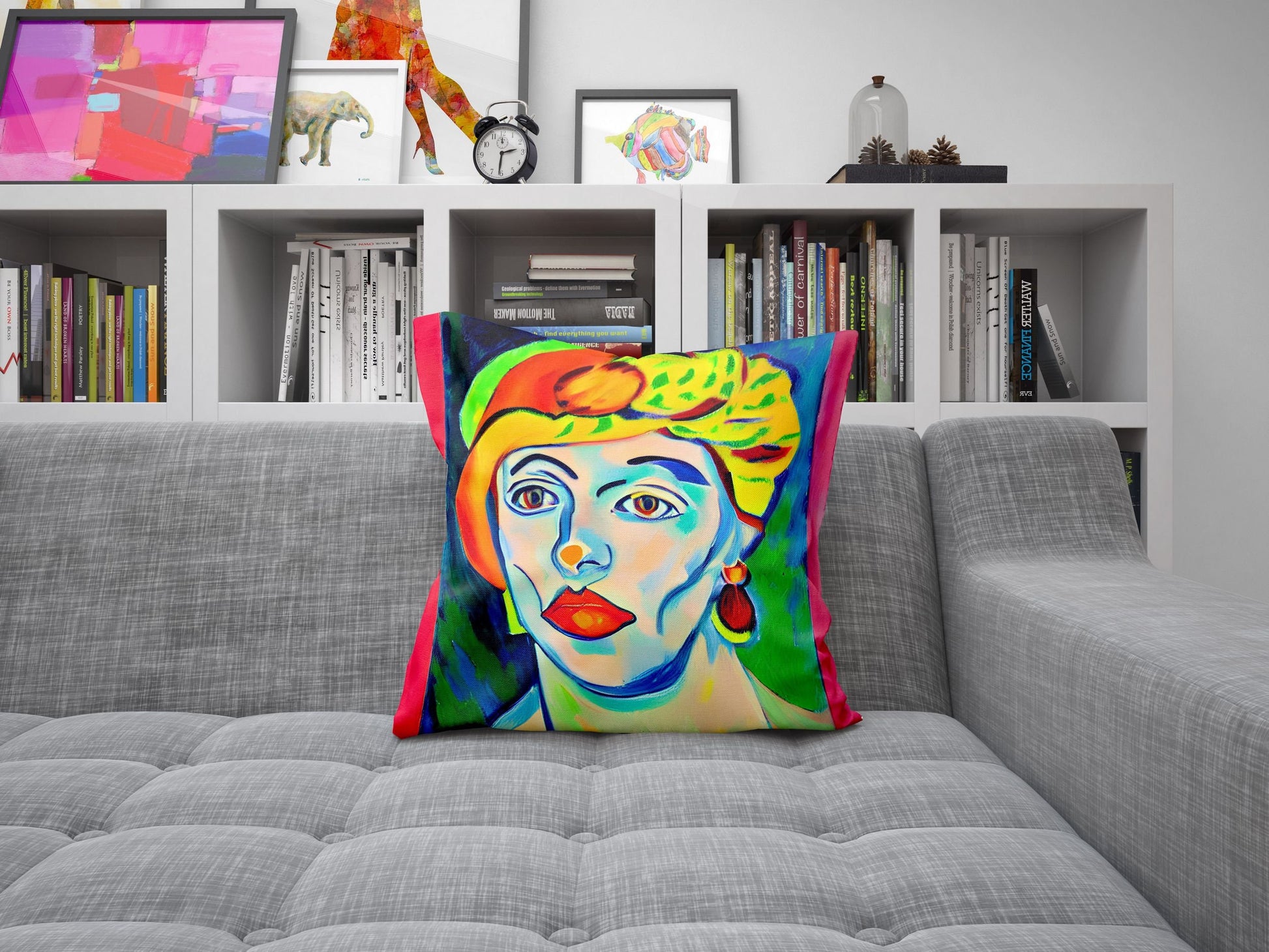 Beautiful Girl Throw Pillow, Abstract Throw Pillow, Artist Pillow, Colorful Pillow Case, Impressionist Pillow, Square Pillow