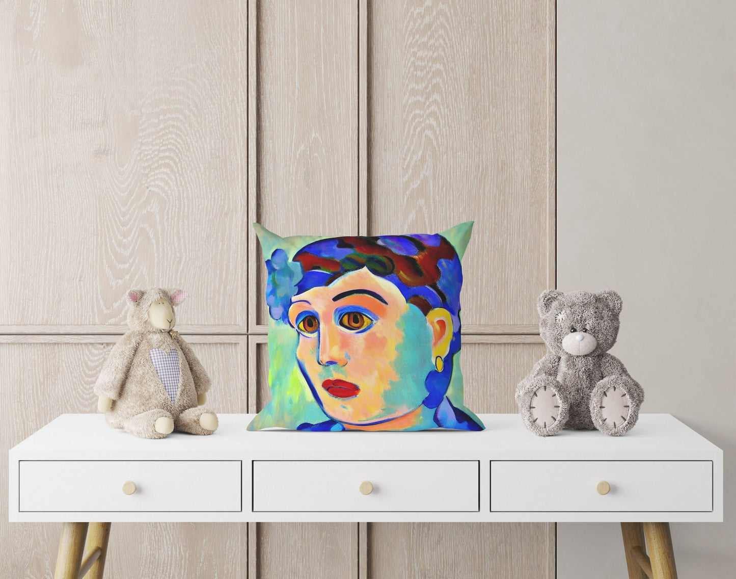 Beautiful Girl Tapestry Pillows, Abstract Pillow, Soft Pillow Cases, Colorful Pillow Case, Impressionist Pillow, 22X22 Pillow Cover