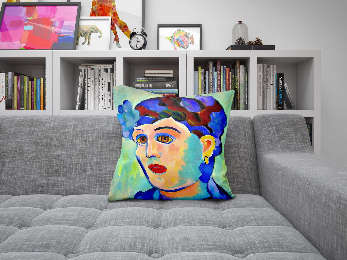 Beautiful Girl Tapestry Pillows, Abstract Pillow, Soft Pillow Cases, Colorful Pillow Case, Impressionist Pillow, 22X22 Pillow Cover