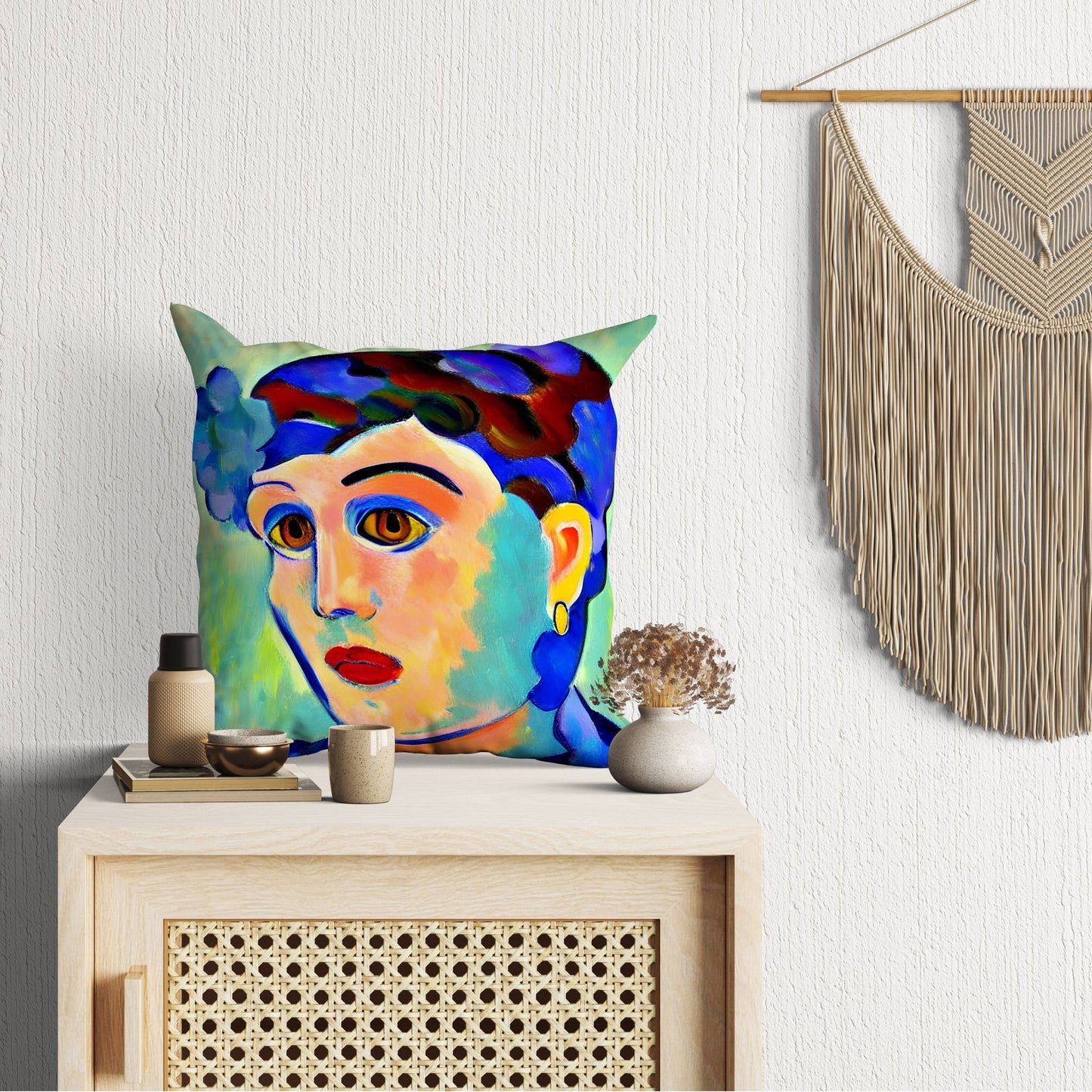 Beautiful Girl Tapestry Pillows, Abstract Pillow, Soft Pillow Cases, Colorful Pillow Case, Impressionist Pillow, 22X22 Pillow Cover