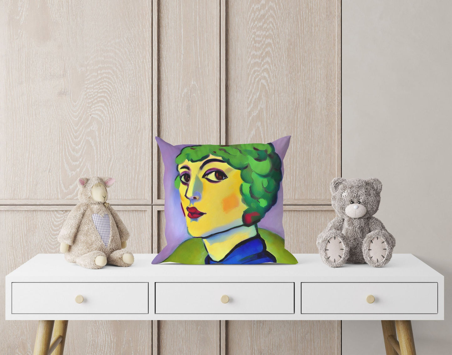 Beautiful Girl Throw Pillow Cover, Abstract Throw Pillow Cover, Designer Pillow, Colorful Pillow Case, Modern Pillow, Large Pillow Cases