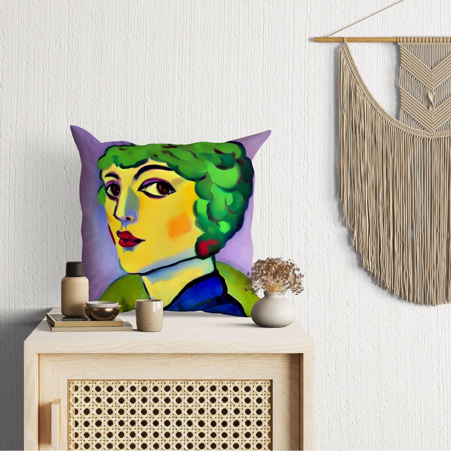 Beautiful Girl Throw Pillow Cover, Abstract Throw Pillow Cover, Designer Pillow, Colorful Pillow Case, Modern Pillow, Large Pillow Cases