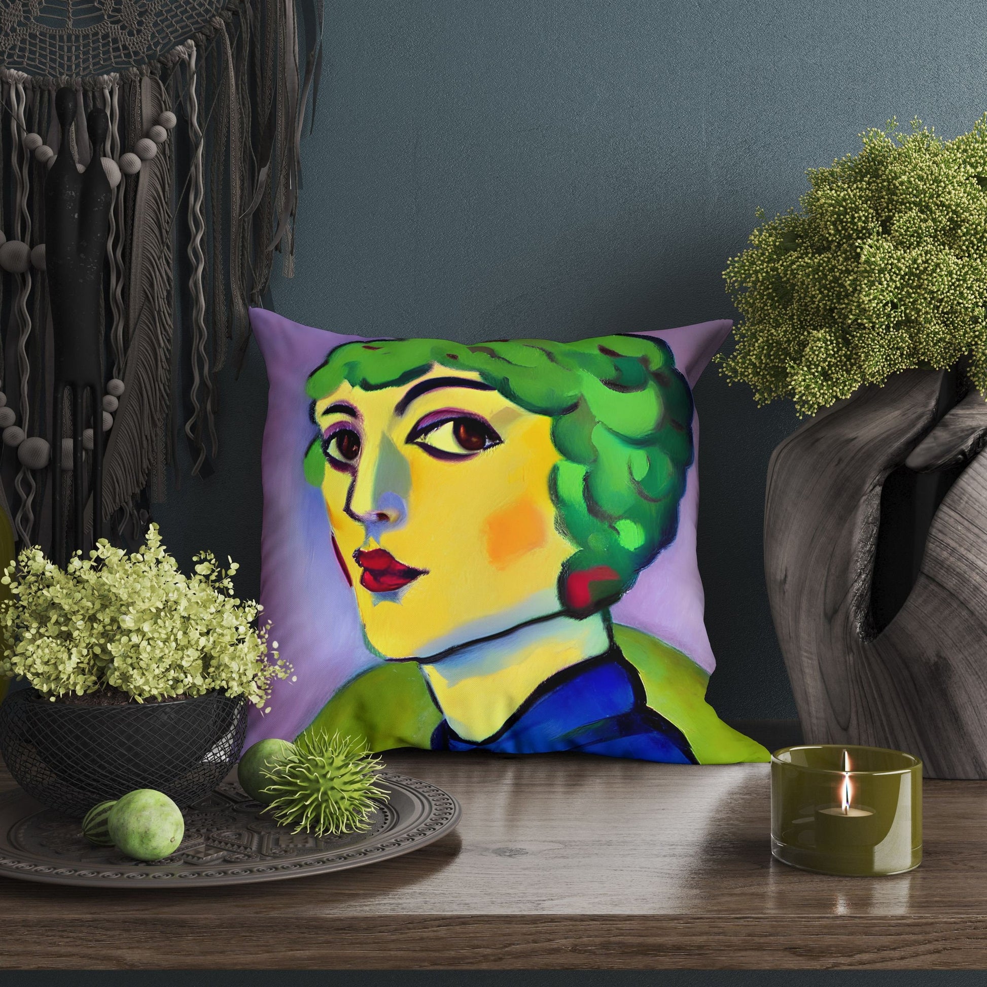 Beautiful Girl Throw Pillow Cover, Abstract Throw Pillow Cover, Designer Pillow, Colorful Pillow Case, Modern Pillow, Large Pillow Cases