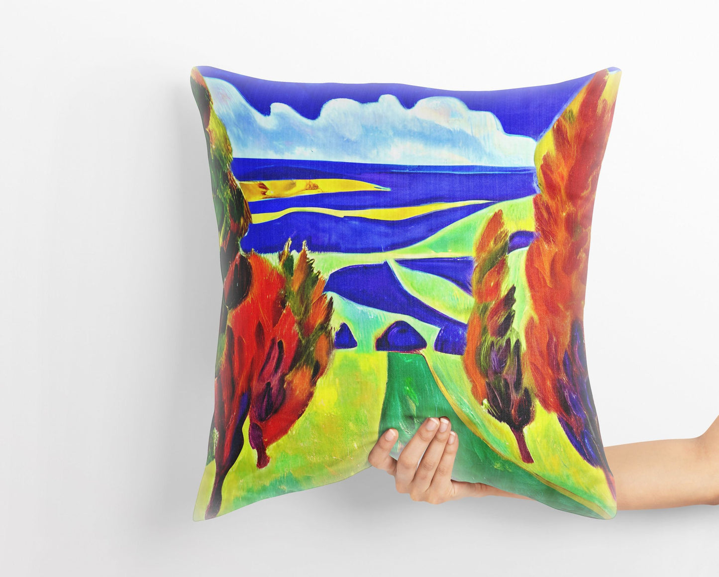 Landscape Art Tapestry Pillows, Abstract Throw Pillow Cover, Artist Pillow, Colorful Pillow Case, Home Decor Pillow, Indoor Pillow Cases