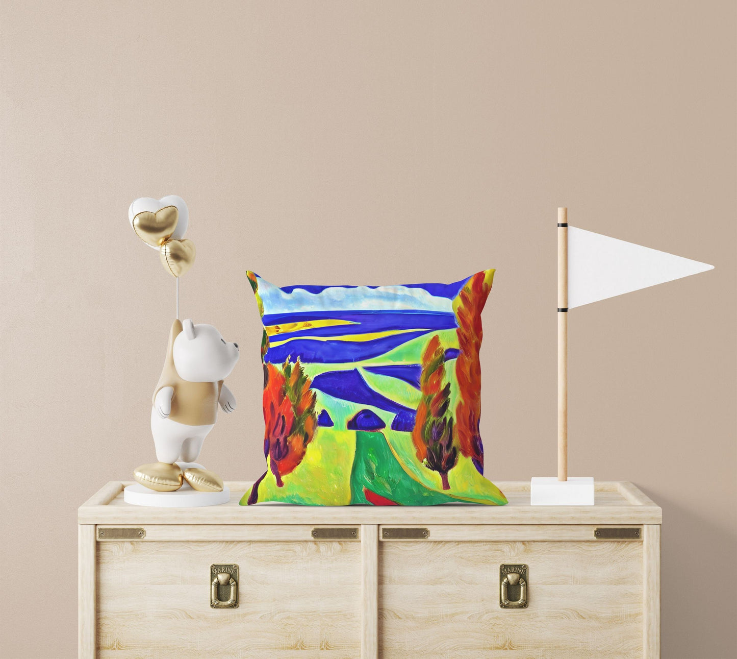 Landscape Art Tapestry Pillows, Abstract Throw Pillow Cover, Artist Pillow, Colorful Pillow Case, Home Decor Pillow, Indoor Pillow Cases