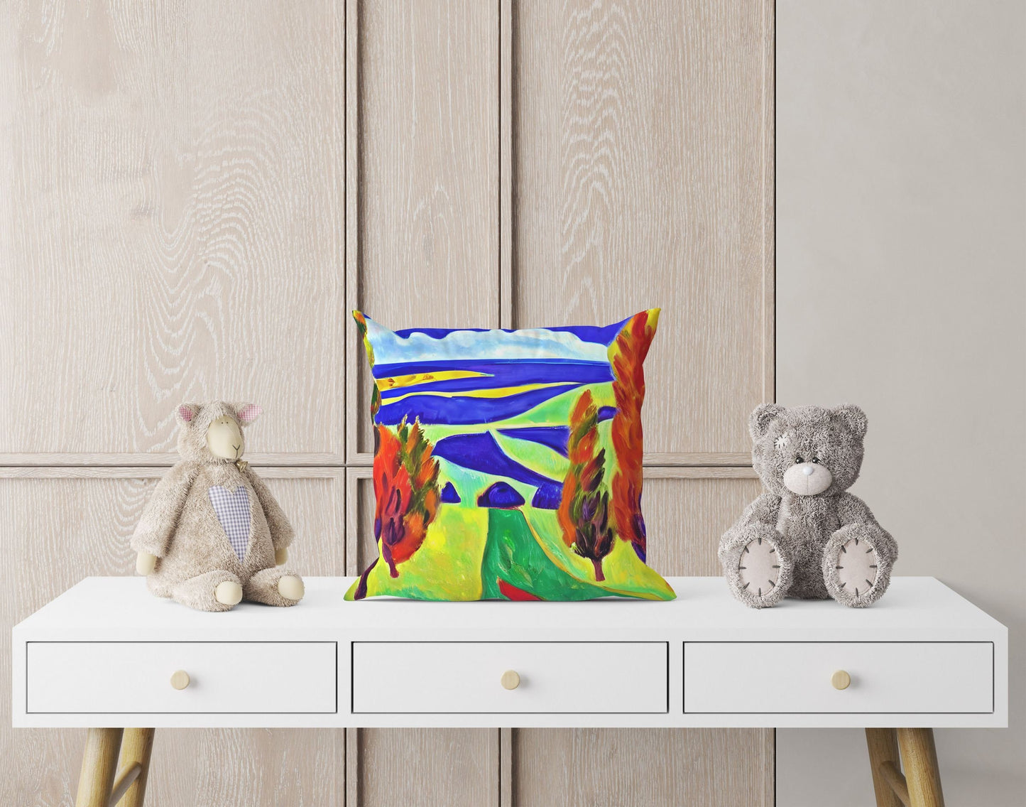 Landscape Art Tapestry Pillows, Abstract Throw Pillow Cover, Artist Pillow, Colorful Pillow Case, Home Decor Pillow, Indoor Pillow Cases
