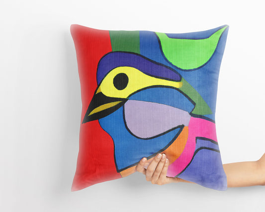 Lovely Bird Tapestry Pillows, Abstract Throw Pillow Cover, Designer Pillow, Colorful Pillow Case, Modern Pillow, 18 X 18 Pillow Covers