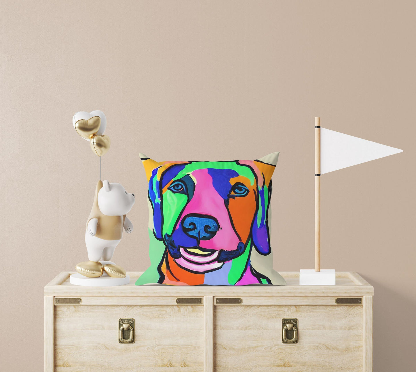 Lovely Dog Toss Pillow, Abstract Throw Pillow Cover, Soft Pillow Cases, Colorful Pillow Case, Modern Pillow, 20X20 Pillow Cover