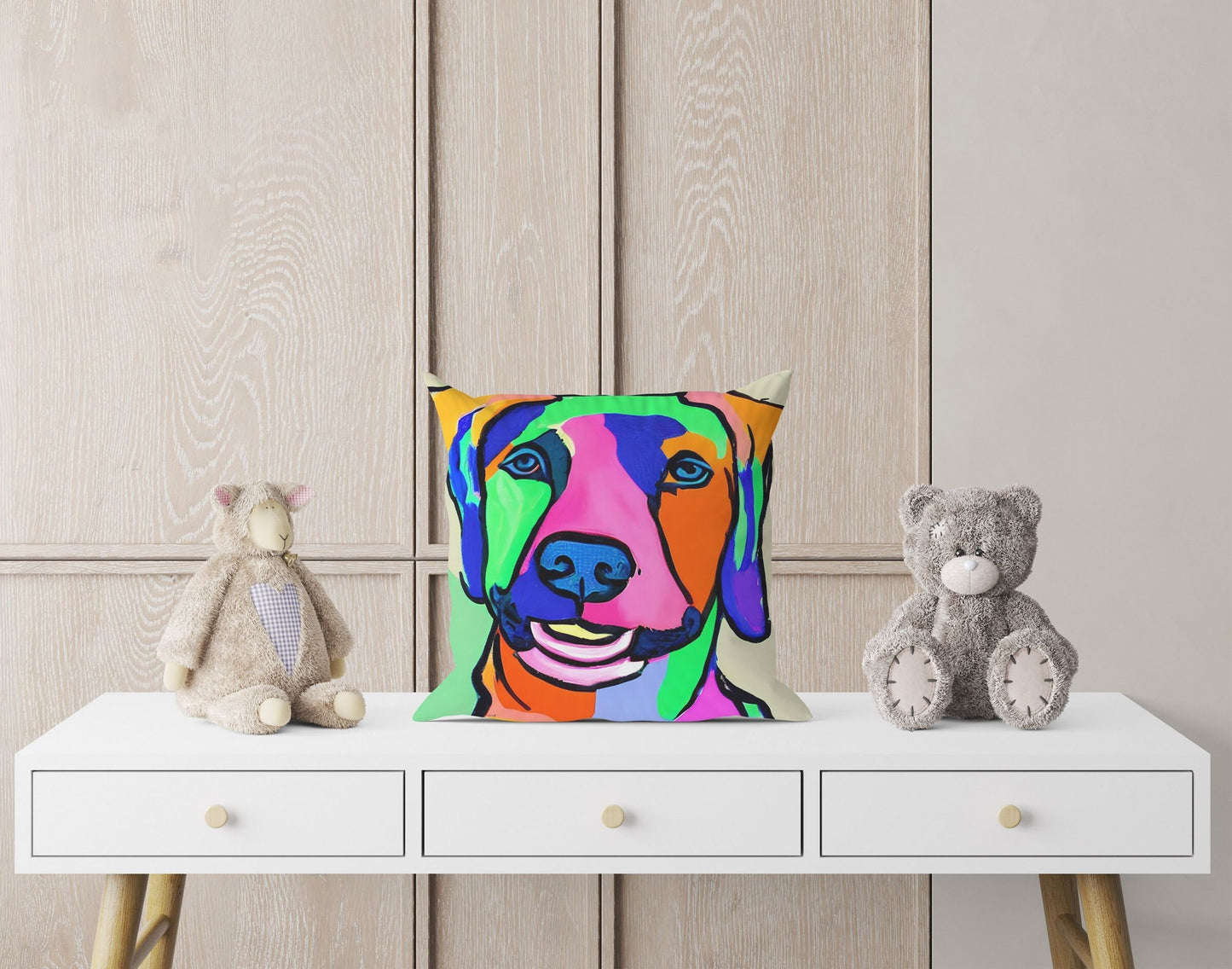 Lovely Dog Toss Pillow, Abstract Throw Pillow Cover, Soft Pillow Cases, Colorful Pillow Case, Modern Pillow, 20X20 Pillow Cover