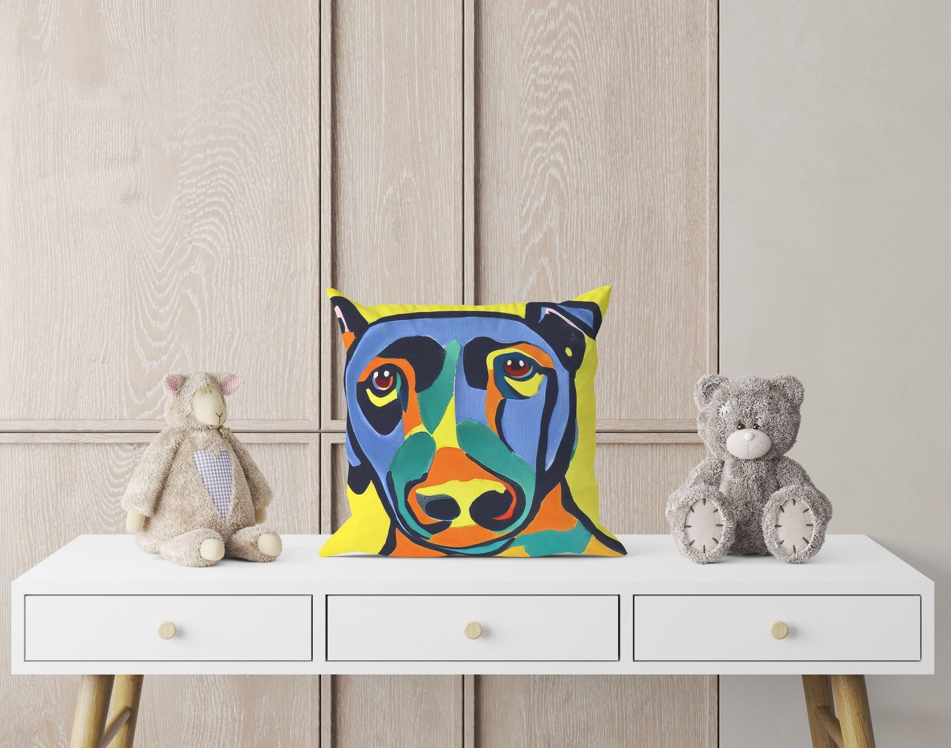 Lovely Dog Tapestry Pillows, Abstract Pillow, Soft Pillow Cases, Contemporary Pillow, Square Pillow, Home Decor Pillow, Holiday Gift
