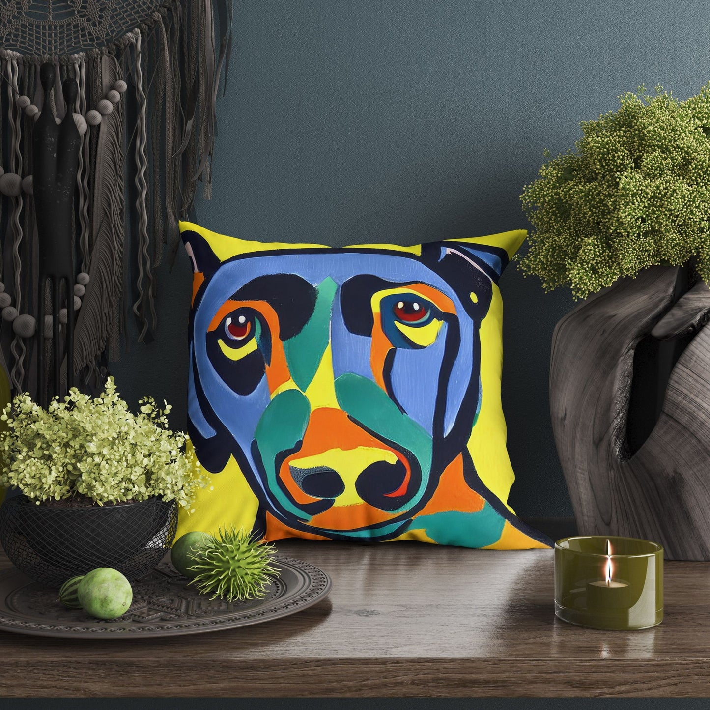 Lovely Dog Tapestry Pillows, Abstract Pillow, Soft Pillow Cases, Contemporary Pillow, Square Pillow, Home Decor Pillow, Holiday Gift