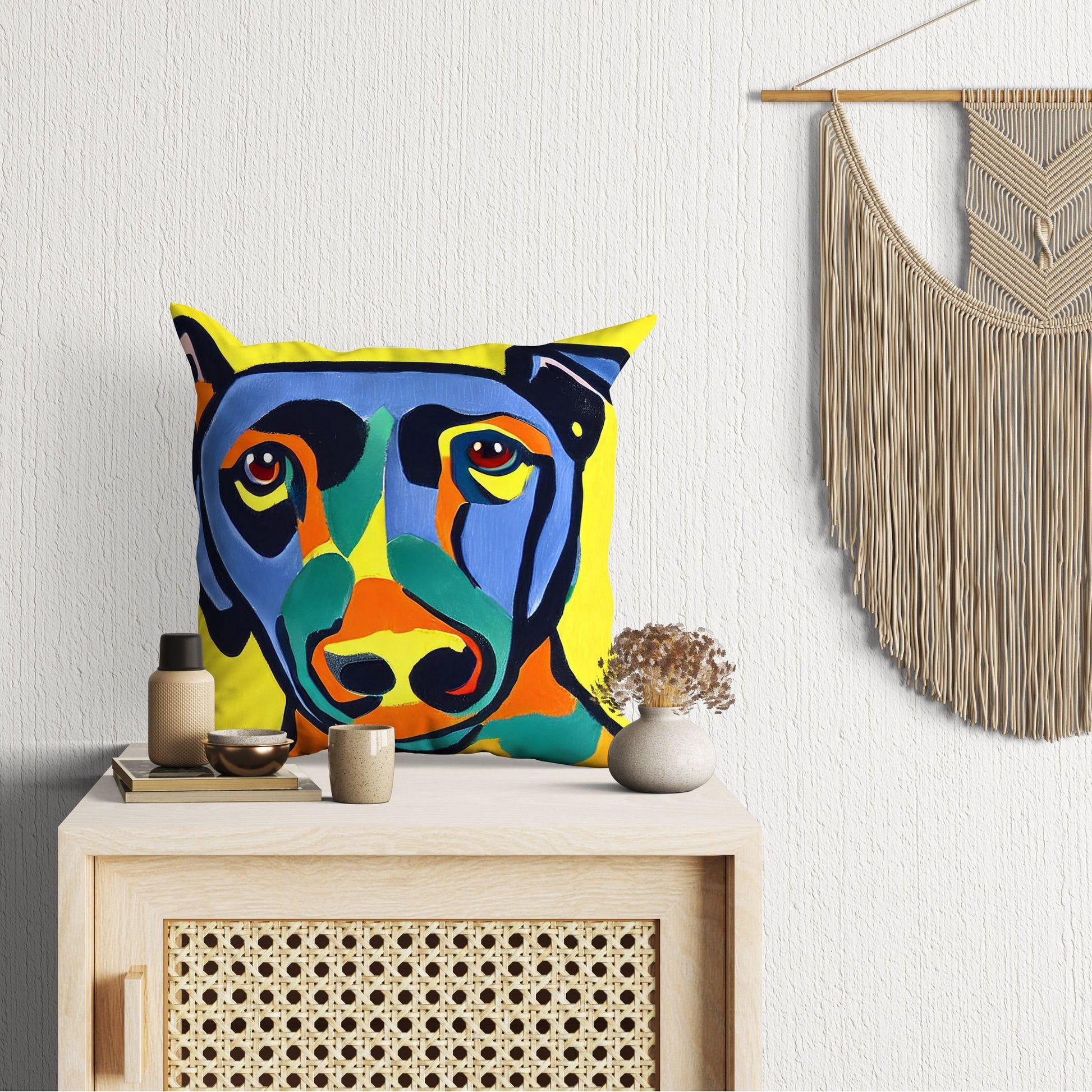 Lovely Dog Tapestry Pillows, Abstract Pillow, Soft Pillow Cases, Contemporary Pillow, Square Pillow, Home Decor Pillow, Holiday Gift