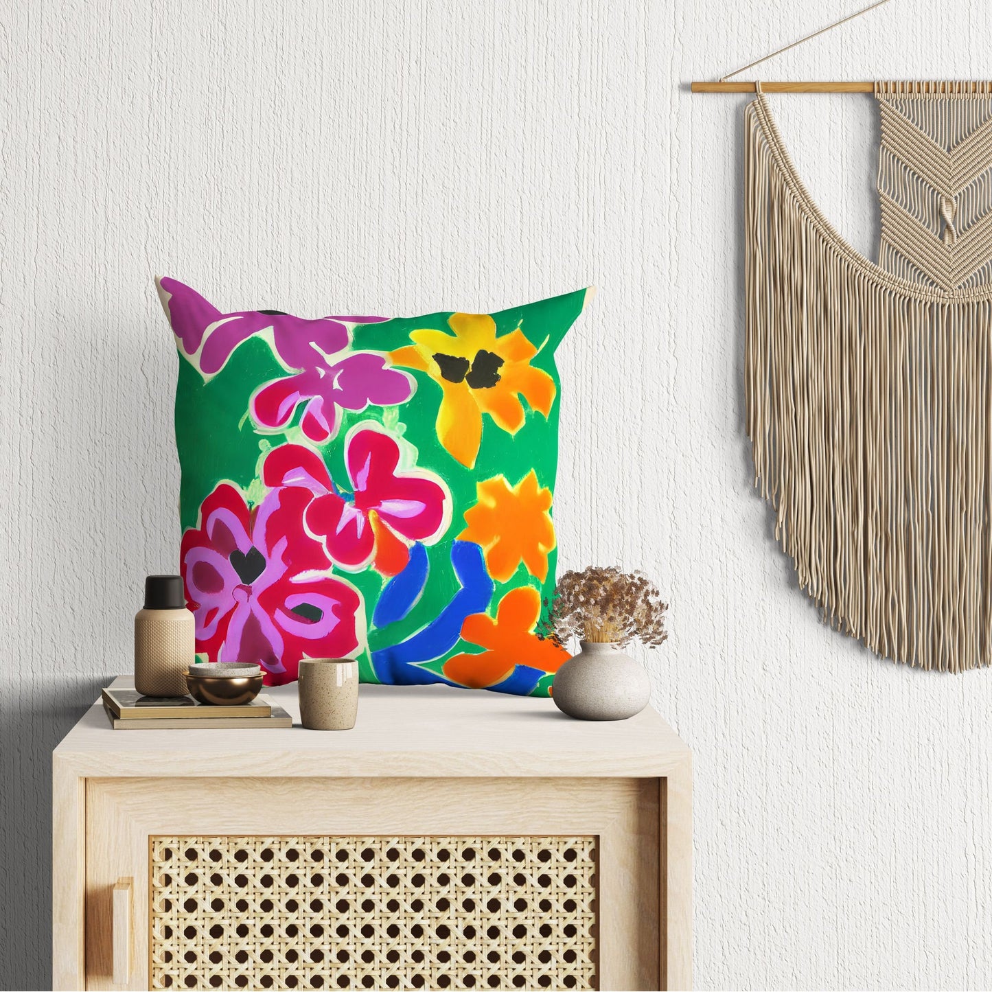 Watercolor Flowers Toss Pillow, Abstract Throw Pillow Cover, Art Pillow, Colorful Pillow Case, Contemporary Pillow, 20X20 Pillow Cover