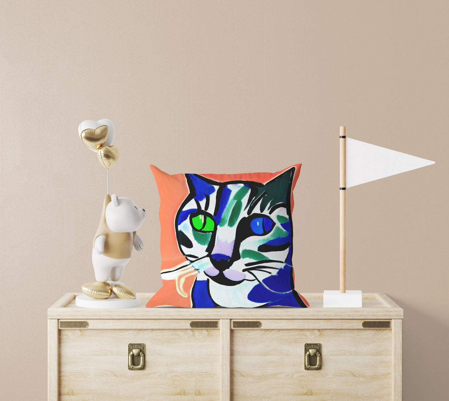 Colorful Cat Pillow Case, Abstract Throw Pillow Cover, Designer Pillow, Colorful Pillow Case, Modern Pillow, Large Pillow Cases