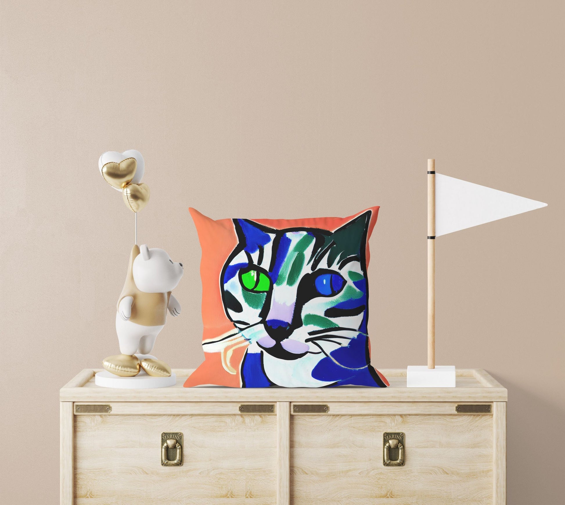 Colorful Cat Pillow Case, Abstract Throw Pillow Cover, Designer Pillow, Colorful Pillow Case, Modern Pillow, Large Pillow Cases