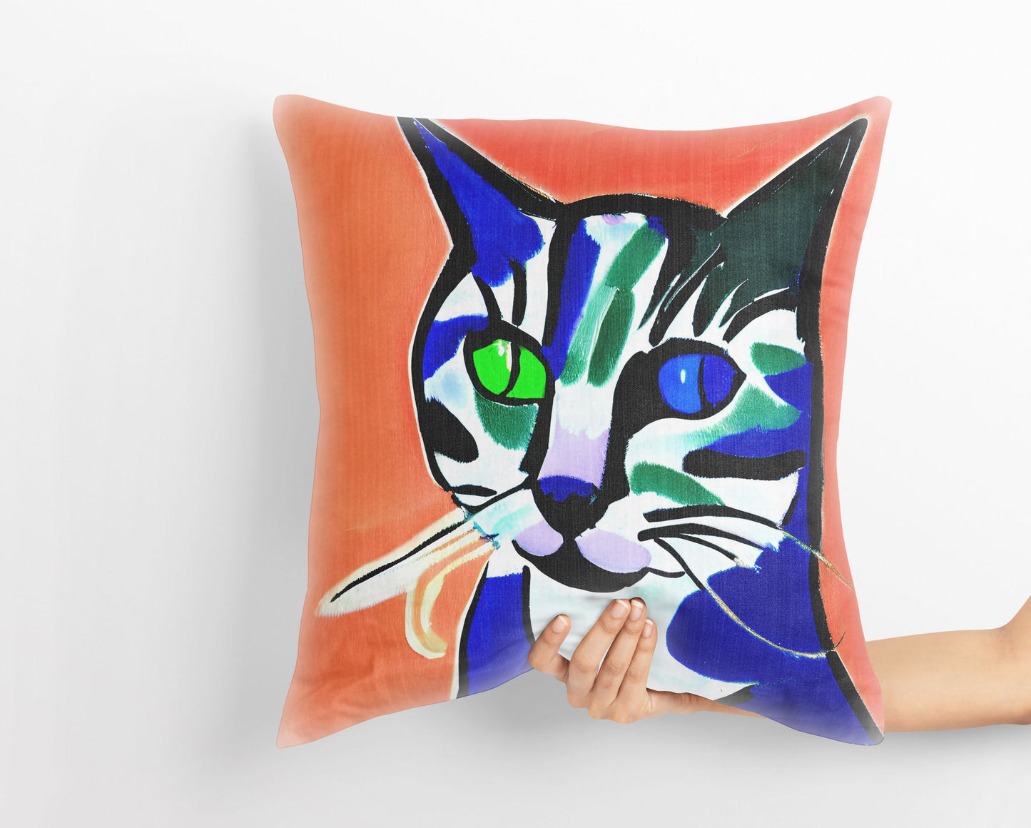 Colorful Cat Pillow Case, Abstract Throw Pillow Cover, Designer Pillow, Colorful Pillow Case, Modern Pillow, Large Pillow Cases