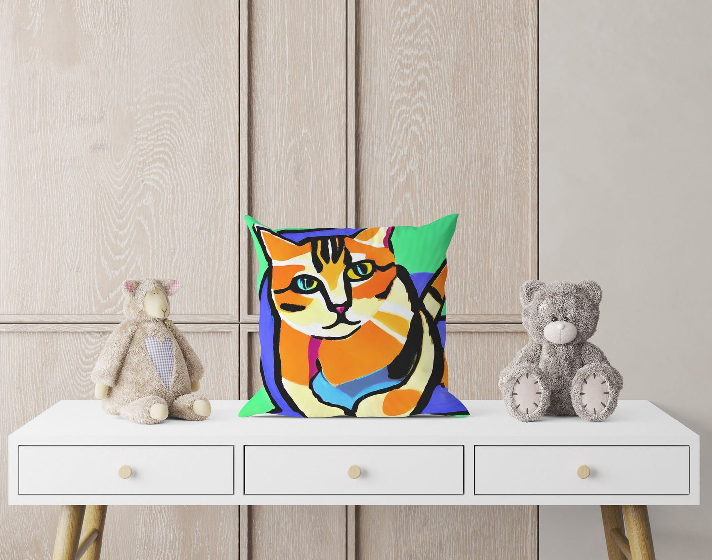 Colorful Cat Pillow Case, Abstract Throw Pillow, Soft Pillow Cases, Colorful Pillow Case, Contemporary Pillow, Large Pillow Cases