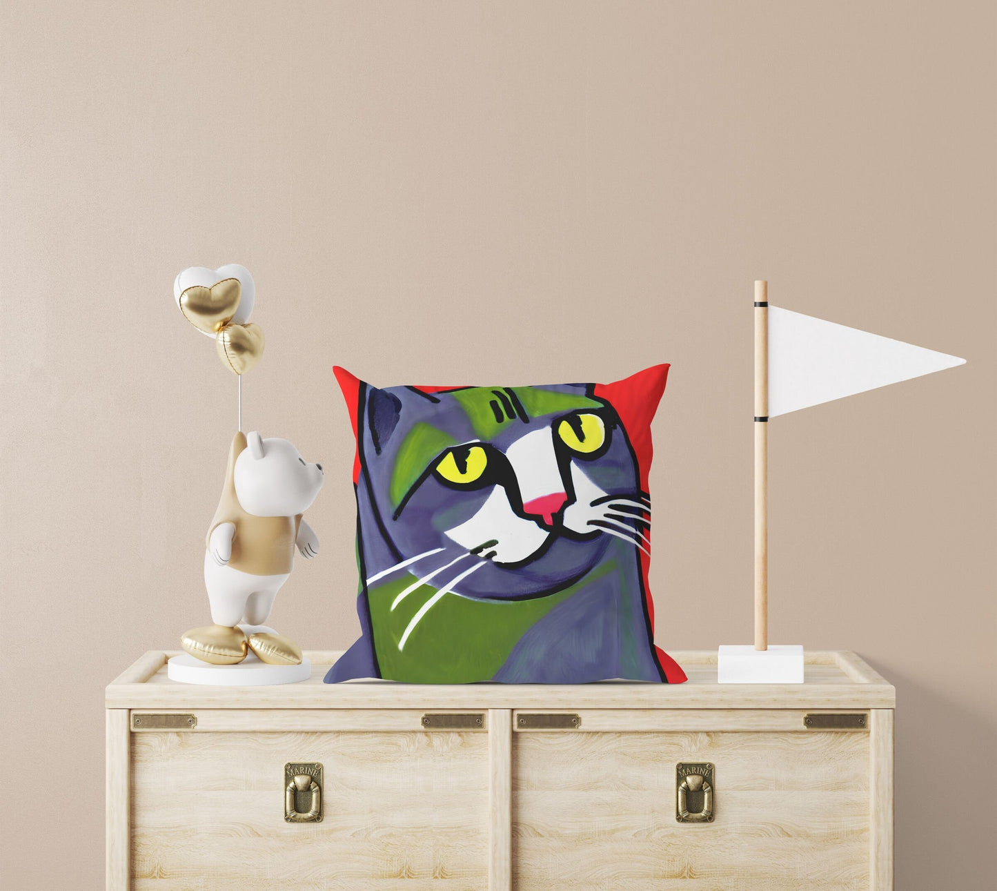 Original Art Cat Pillow Case, Abstract Pillow Case, Art Pillow, Colorful Pillow Case, Watercolor Pillow Cases, Square Pillow, Christmas