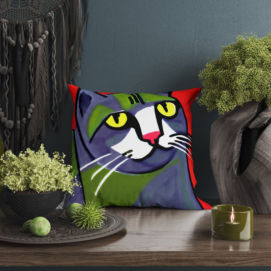 Original Art Cat Pillow Case, Abstract Pillow Case, Art Pillow, Colorful Pillow Case, Watercolor Pillow Cases, Square Pillow, Christmas