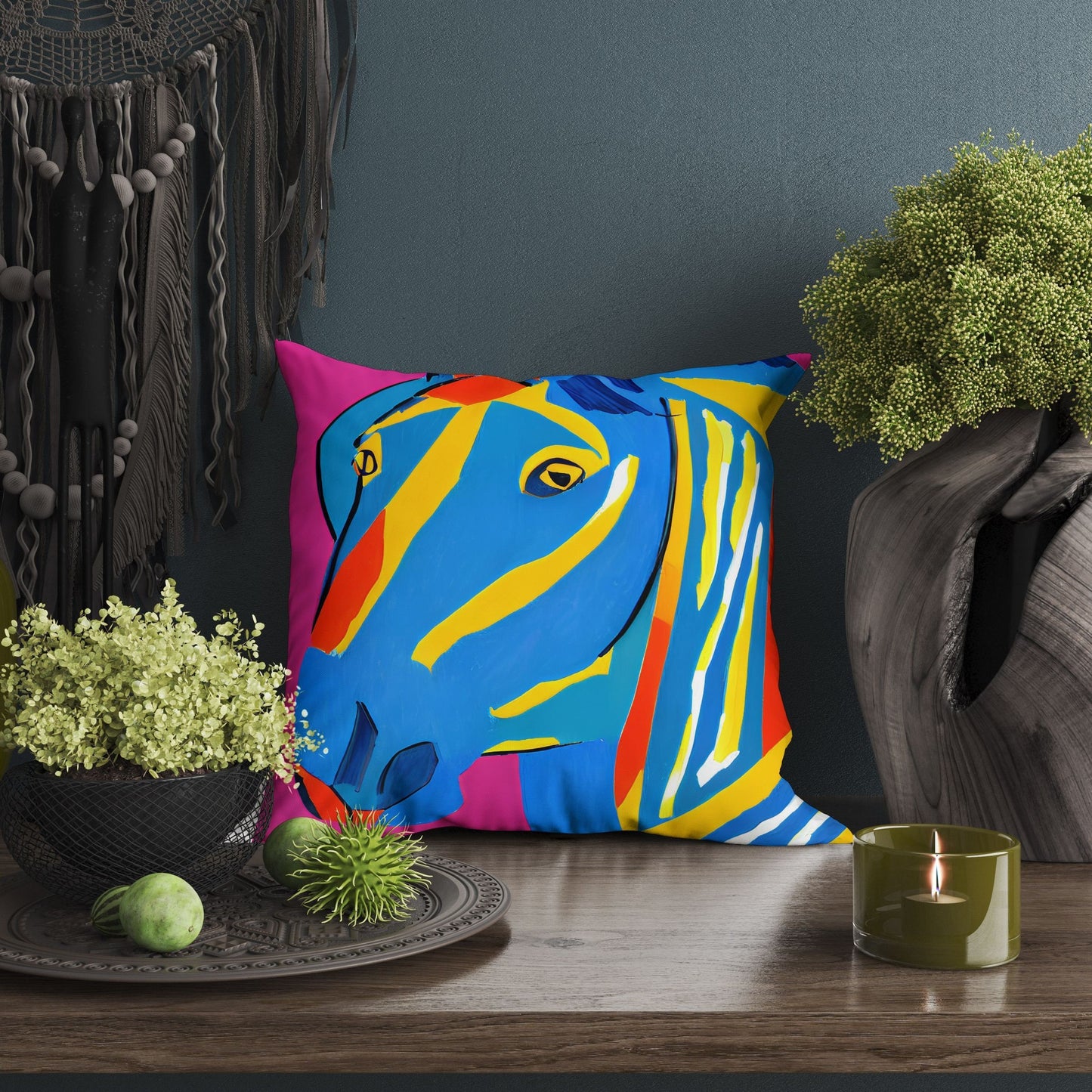 Original Art Horse Pillow Case, Bee Pillow Cover, Designer Pillow, Colorful Pillow Case, Modern Pillow, Large Pillow Cases, Home And Living