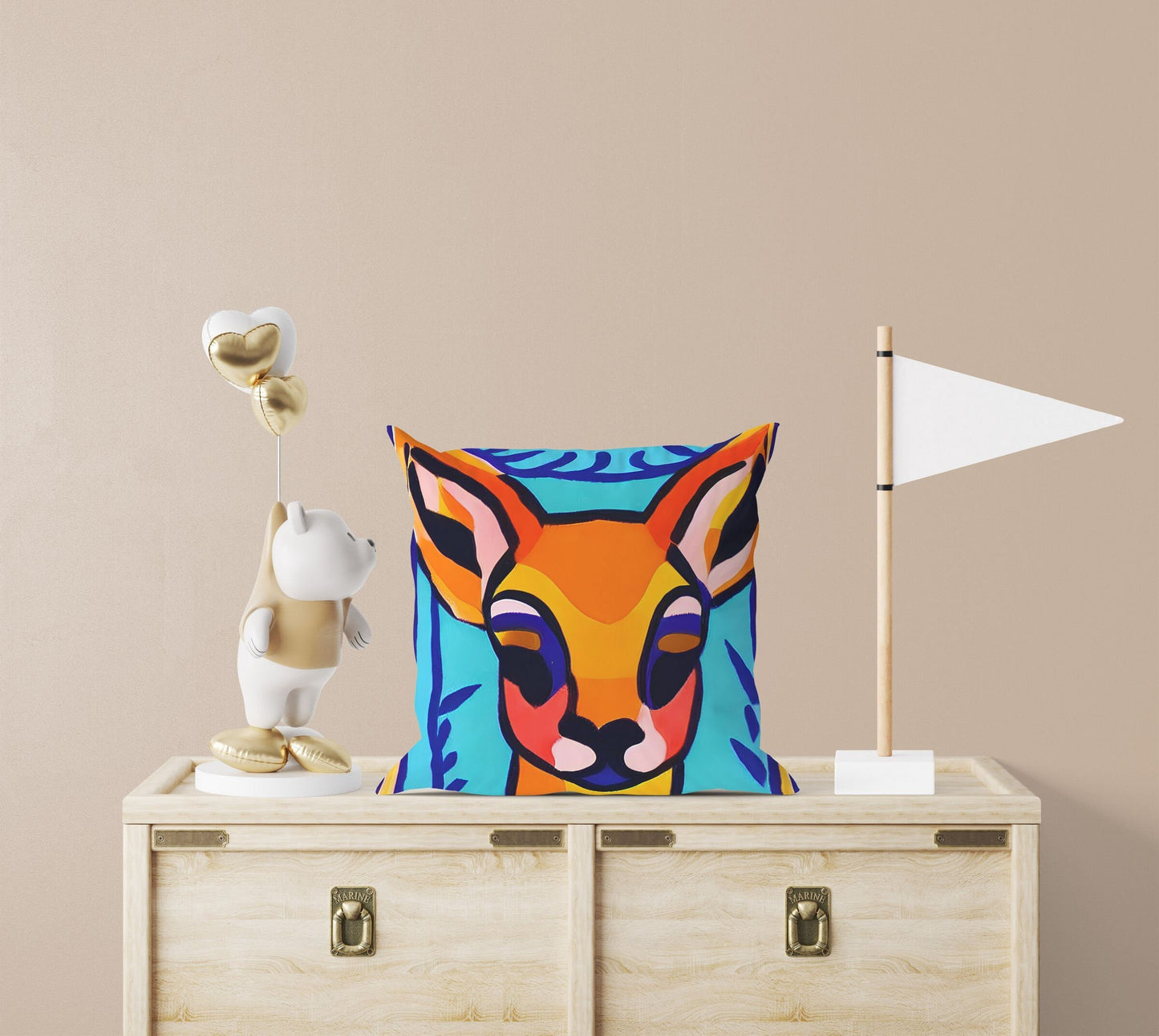 Original Art Wildlife Deer Throw Pillow Cover, Abstract Throw Pillow, Comfortable, Colorful Pillow Case, Beautiful Pillow, Large Pillow Case