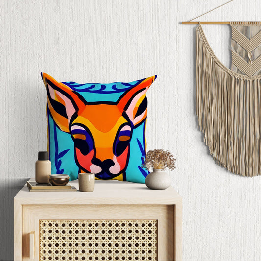 Original Art Wildlife Deer Throw Pillow Cover, Abstract Throw Pillow, Comfortable, Colorful Pillow Case, Beautiful Pillow, Large Pillow Case