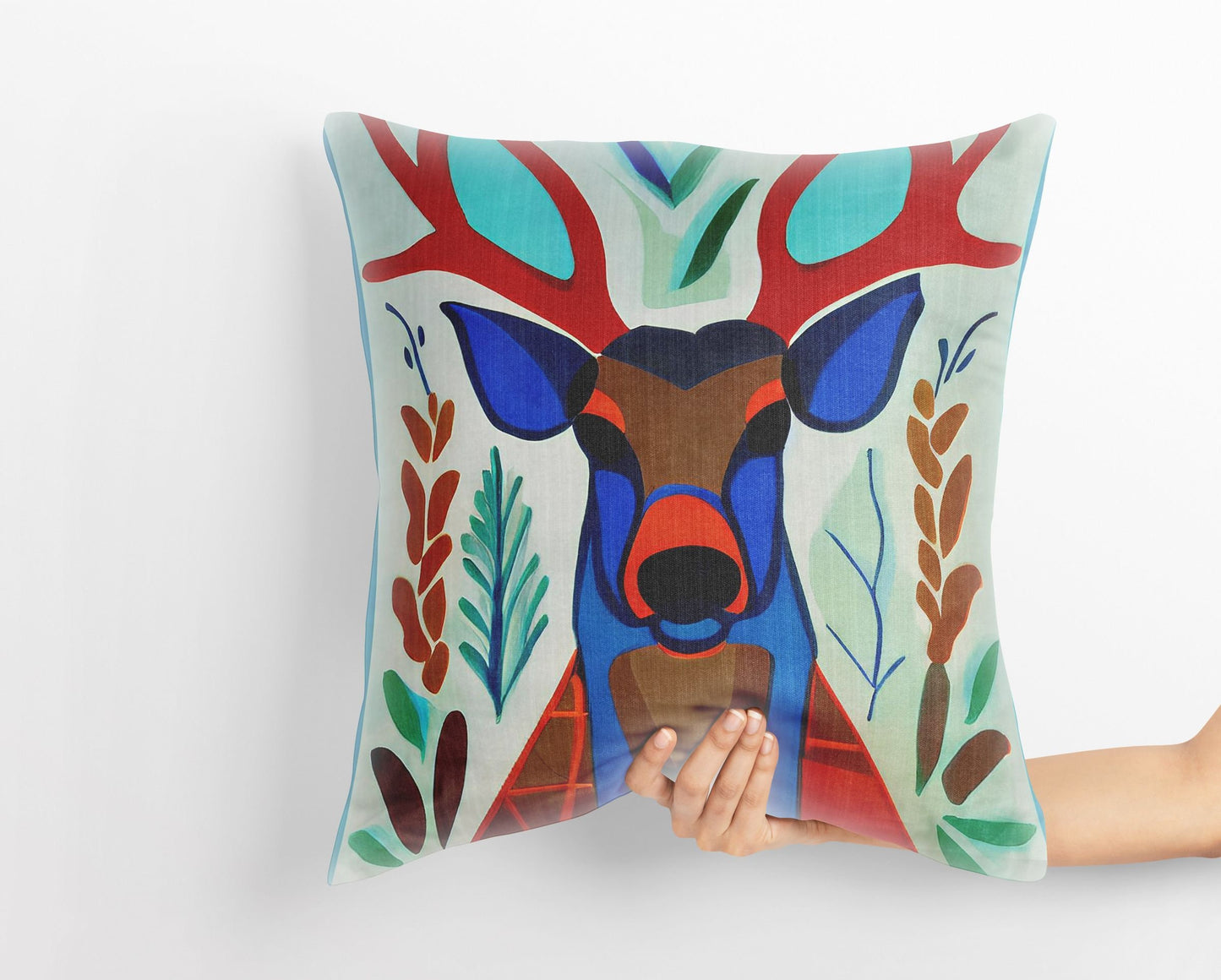 Original Art Wildlife Deer, Tapestry Pillows, Abstract Pillow Case, Artist Pillow, Colorful Pillow Case, Fashion, Square Pillow