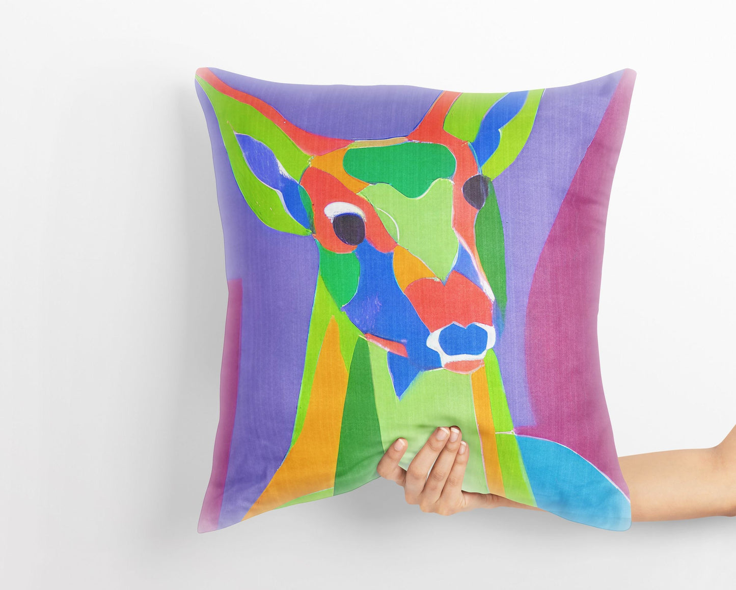 Original Art Wildlife Deer, Toss Pillow, Abstract Art Pillow, Comfortable, Fashion, 24X24 Pillow Case, Housewarming Gift, Pillow Cases Kids