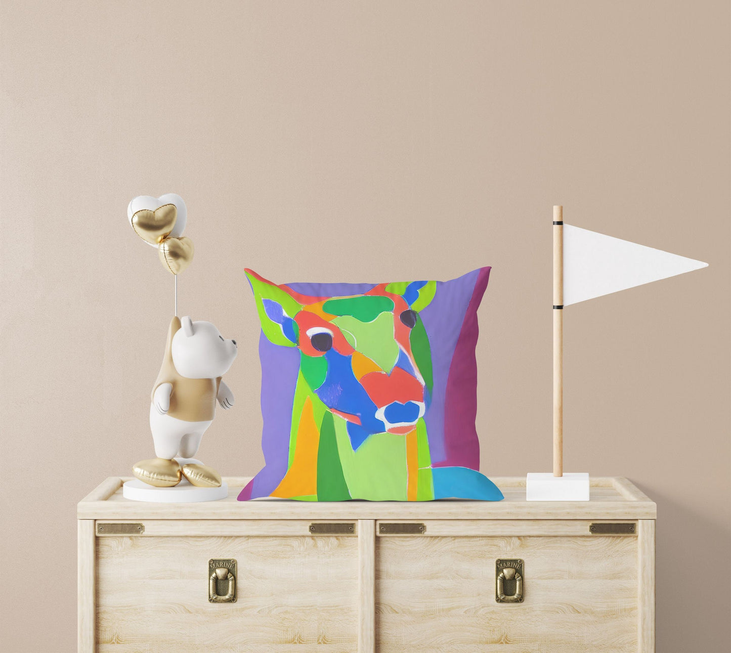 Original Art Wildlife Deer, Toss Pillow, Abstract Art Pillow, Comfortable, Fashion, 24X24 Pillow Case, Housewarming Gift, Pillow Cases Kids