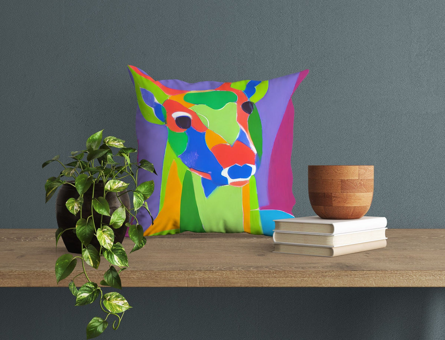 Original Art Wildlife Deer, Toss Pillow, Abstract Art Pillow, Comfortable, Fashion, 24X24 Pillow Case, Housewarming Gift, Pillow Cases Kids