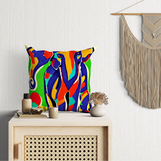 Modern Art African Wildlife Elephant, Pillow Case, Abstract Pillow, Soft Pillow Cases, Colorful Pillow Case, Contemporary Pillow