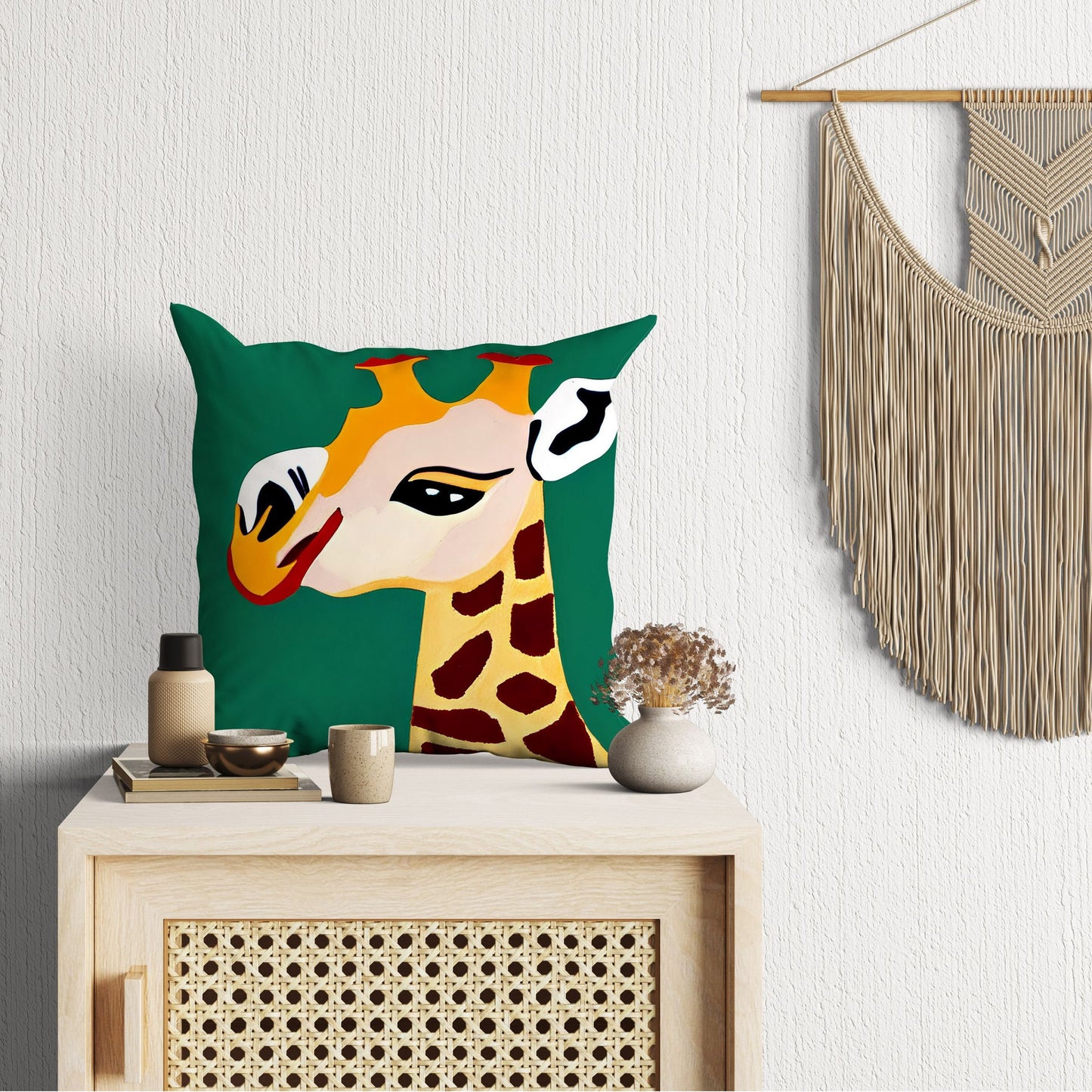 Modern Art African Wildlife Giraffe Throw Pillow, Abstract Throw Pillow, Designer Pillow, Colorful Pillow Case, Watercolor Pillow Cases